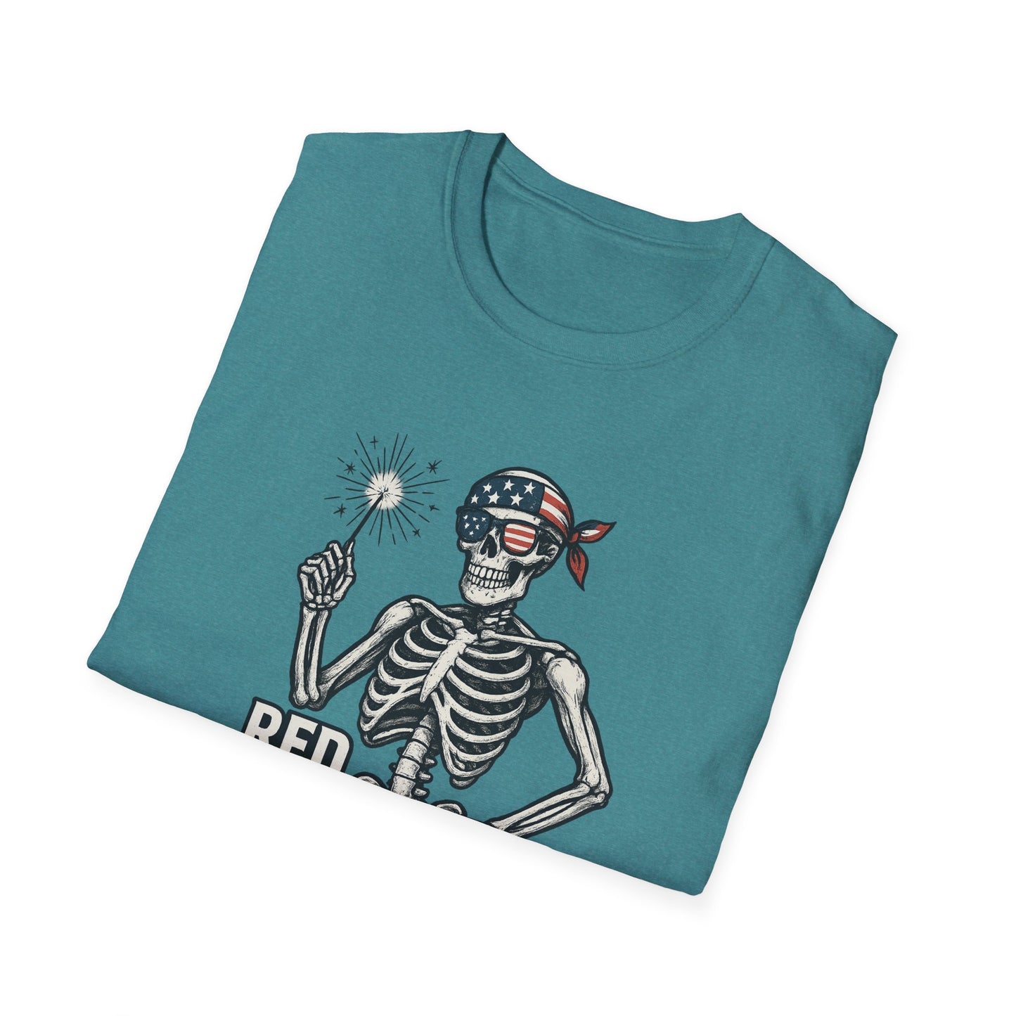 Patriotic Skeleton T-Shirt, Red White and Bone Shirt, Unisex Halloween Tee, Independence Day Gift, Fun Casual Apparel