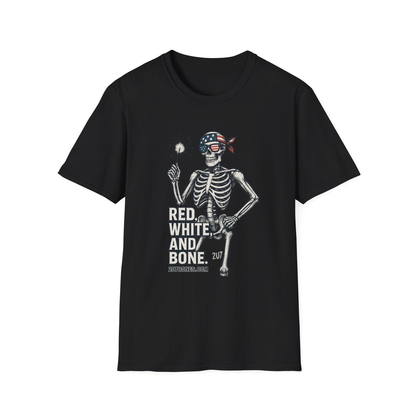 Patriotic Skeleton T-Shirt, Red White and Bone Shirt, Unisex Halloween Tee, Independence Day Gift, Fun Casual Apparel