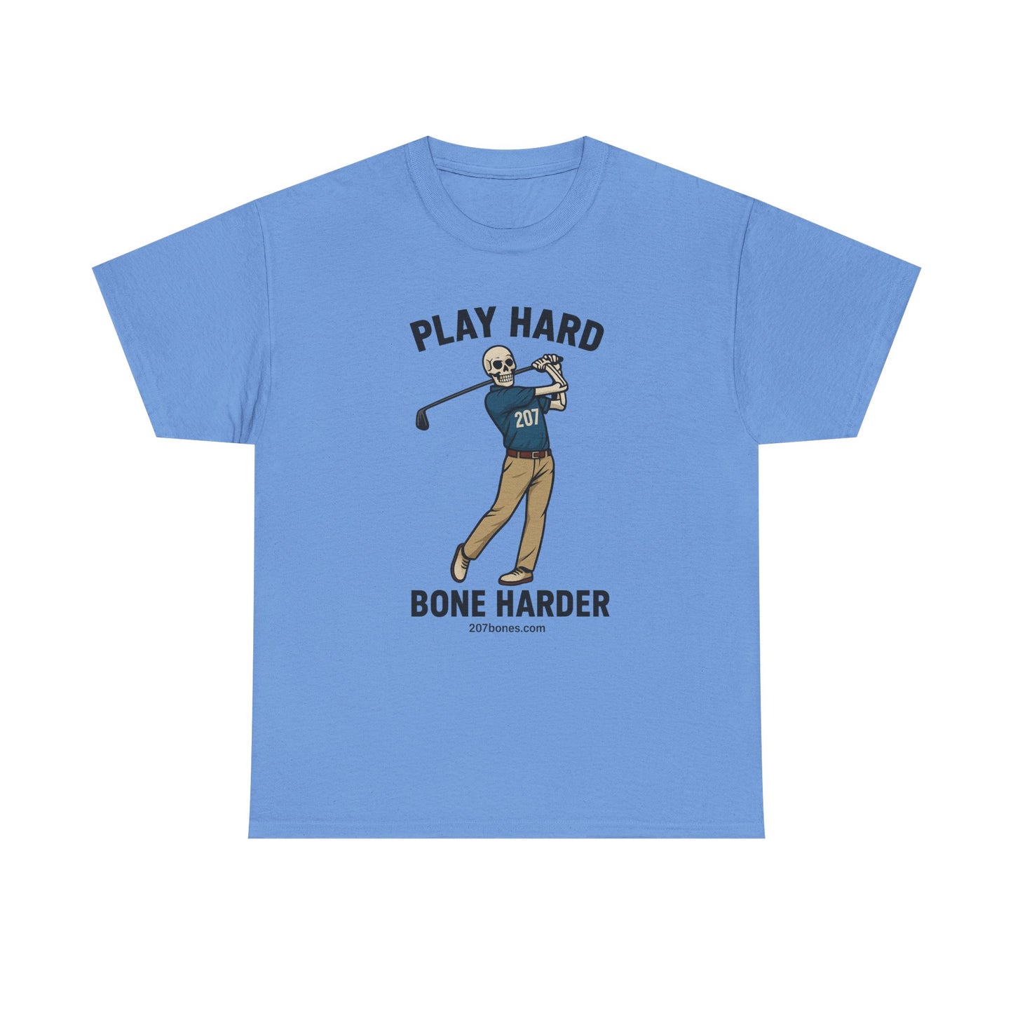 Play Hard Bone Harder Unisex Tee, Funny Golf Shirt, Sports T-Shirt, Gift for Golf Lovers, Casual Wear, Birthday Gift