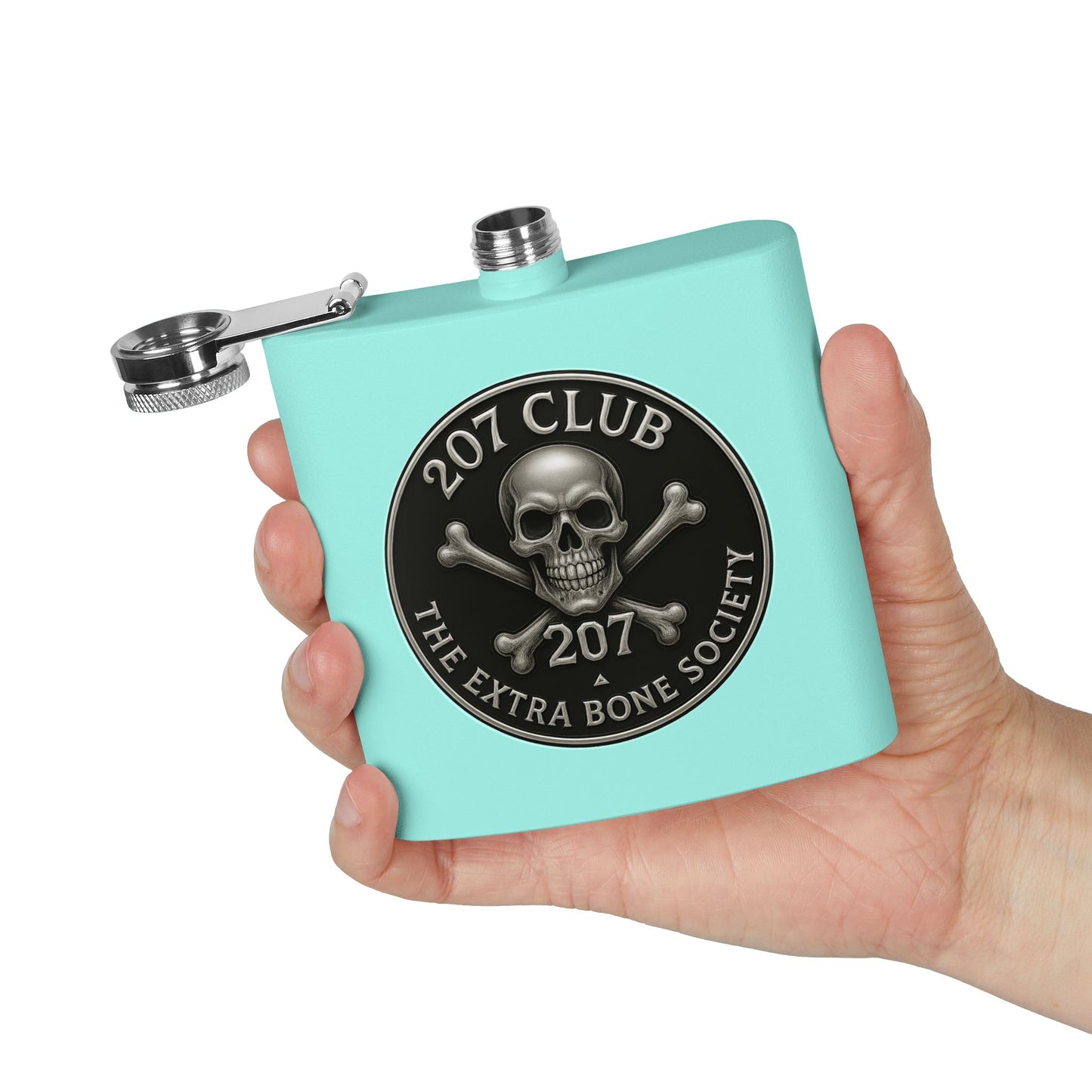 Skull and Crossbones Flask, 207 Club Gift, Party Accessory, Adventure Travel, Groomsmen Gift, Unique Collectible