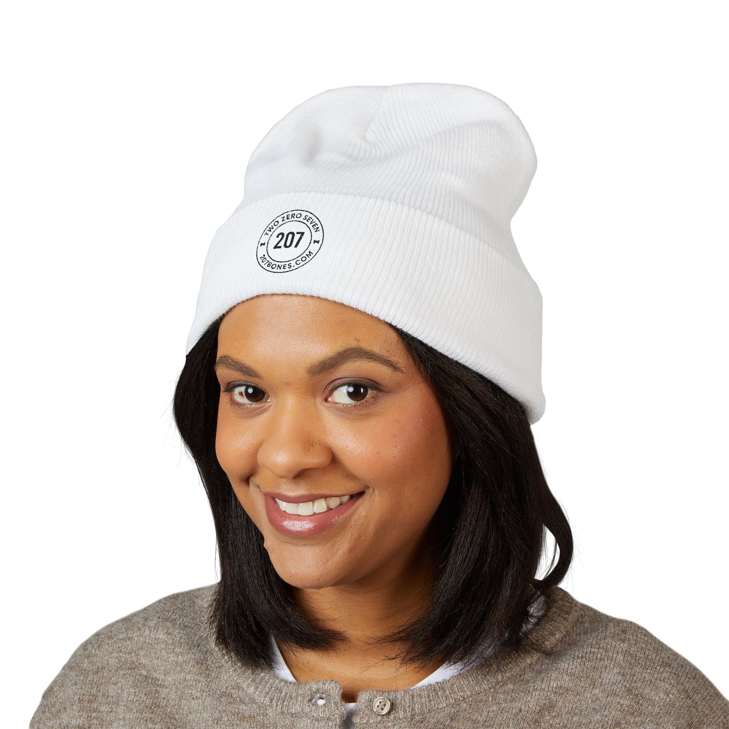 Classic Cuffed Beanie with Vintage Embroidery, Cozy Knit Hat for Winter, Perfect Gift for Him/Her