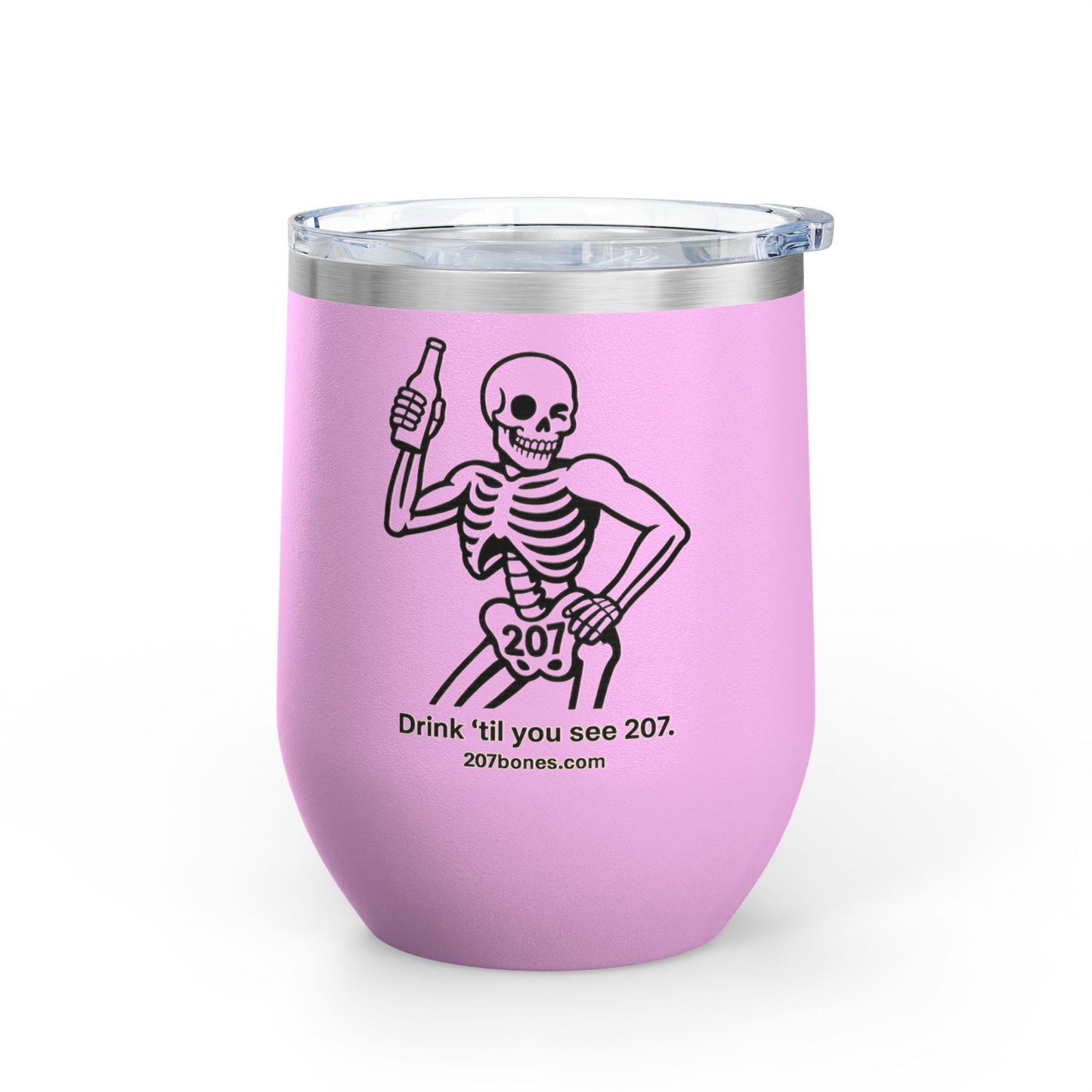 Fun Skeleton Wine Tumbler, 12oz - Drink 'til You See 207 - Perfect for Halloween Parties, Wine Lovers, Gifts for Friends, Unique Drinkware