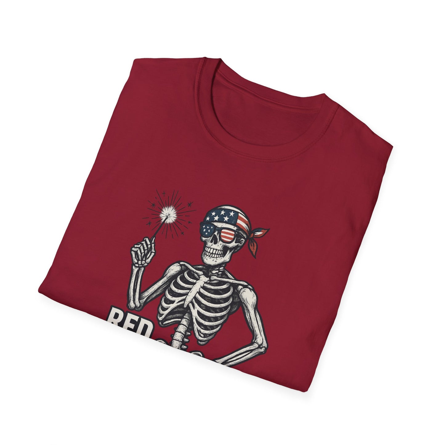 Patriotic Skeleton T-Shirt, Red White and Bone Shirt, Unisex Halloween Tee, Independence Day Gift, Fun Casual Apparel