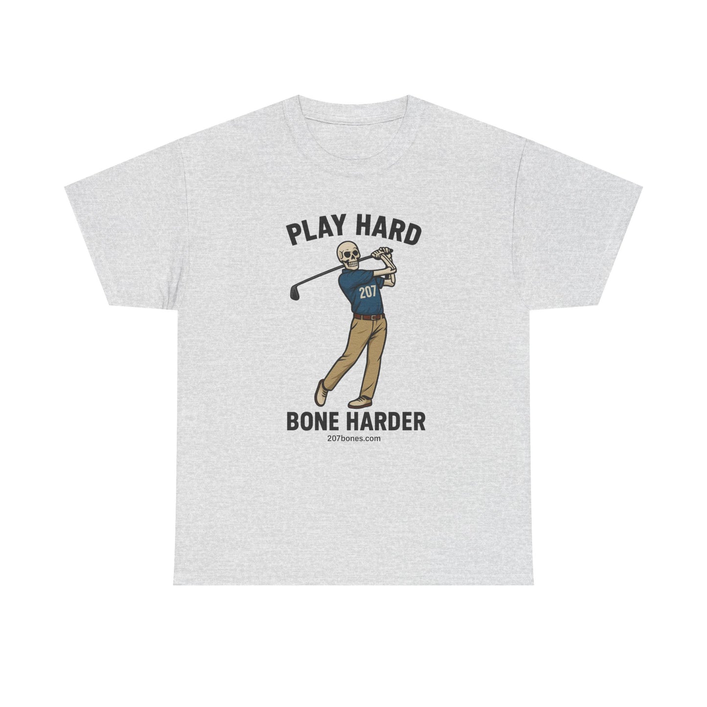 Play Hard Bone Harder Unisex Tee, Funny Golf Shirt, Sports T-Shirt, Gift for Golf Lovers, Casual Wear, Birthday Gift