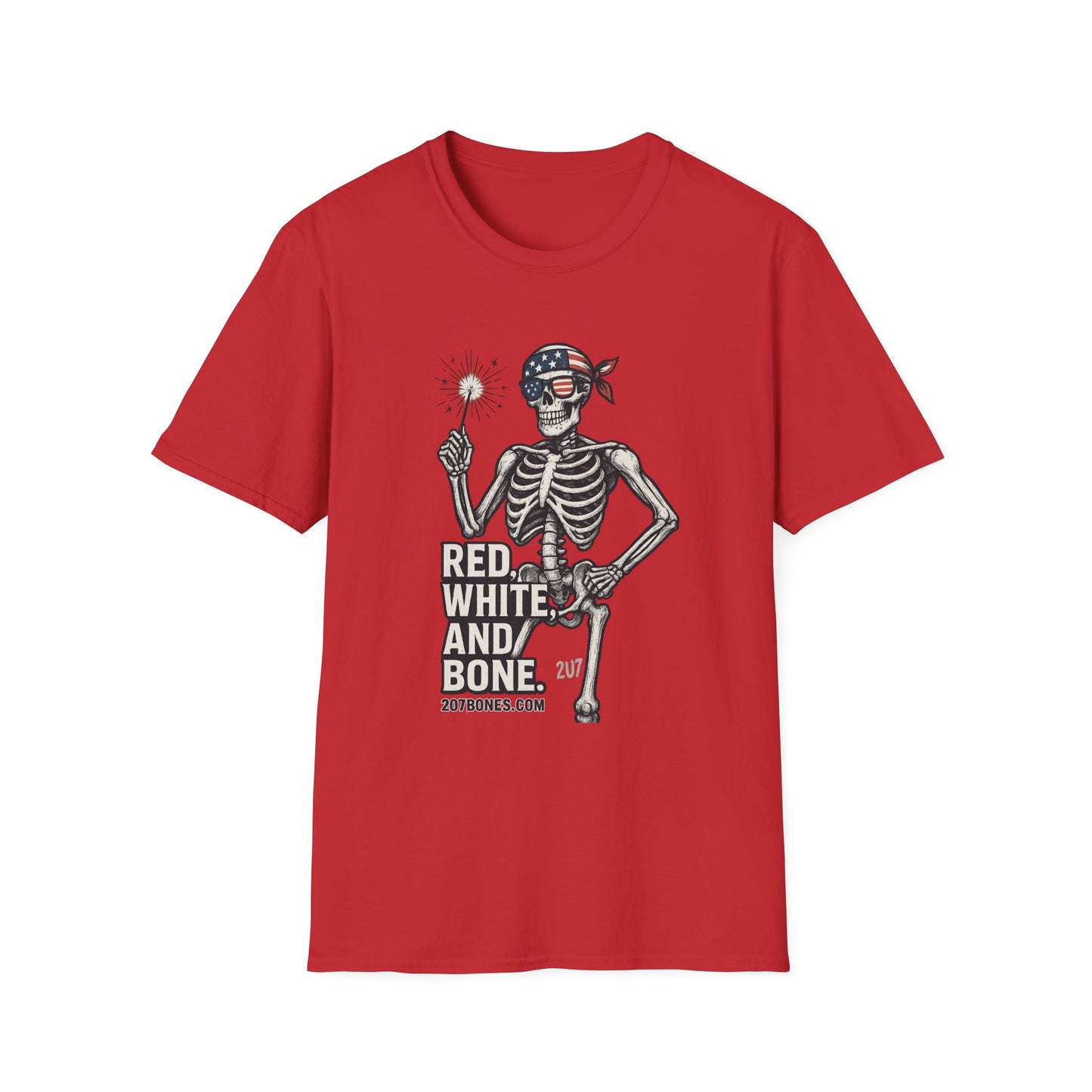 Patriotic Skeleton T-Shirt, Red White and Bone Shirt, Unisex Halloween Tee, Independence Day Gift, Fun Casual Apparel