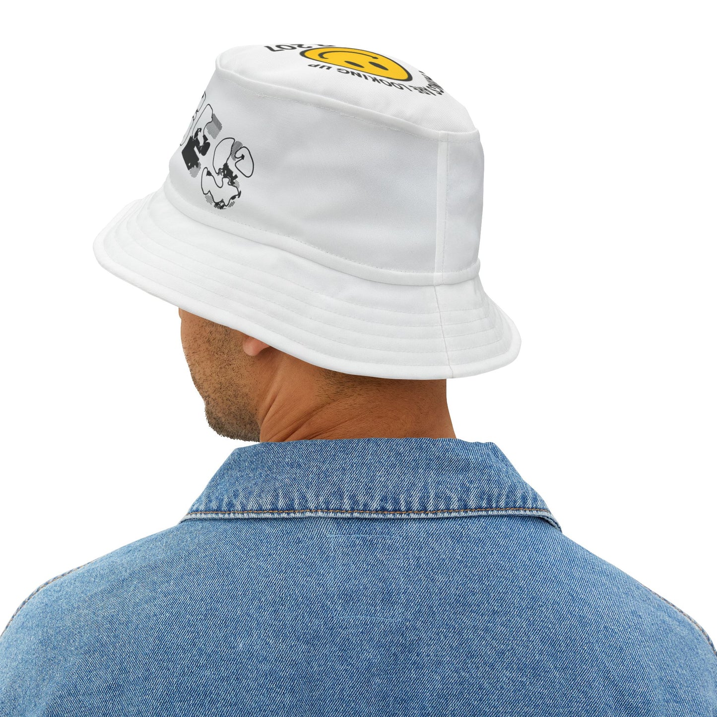 Stylish Bucket Hat, Beach Hat, Unisex Hat with print on front and top
