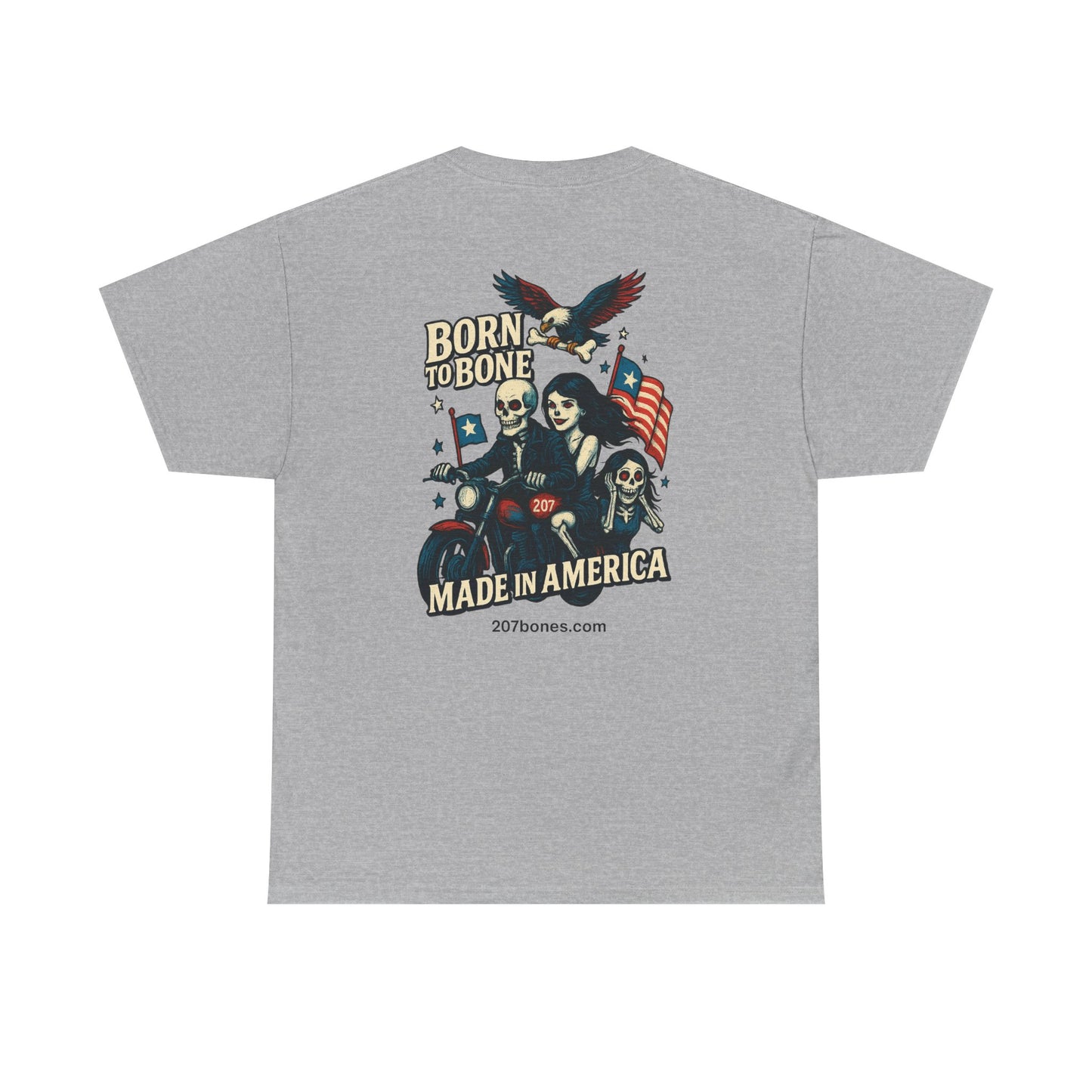 Patriotic Graphic Tee - Born to Bone, Unisex Heavy Cotton T-Shirt, Perfect for BBQs, Independence Day, and Casual Outings
