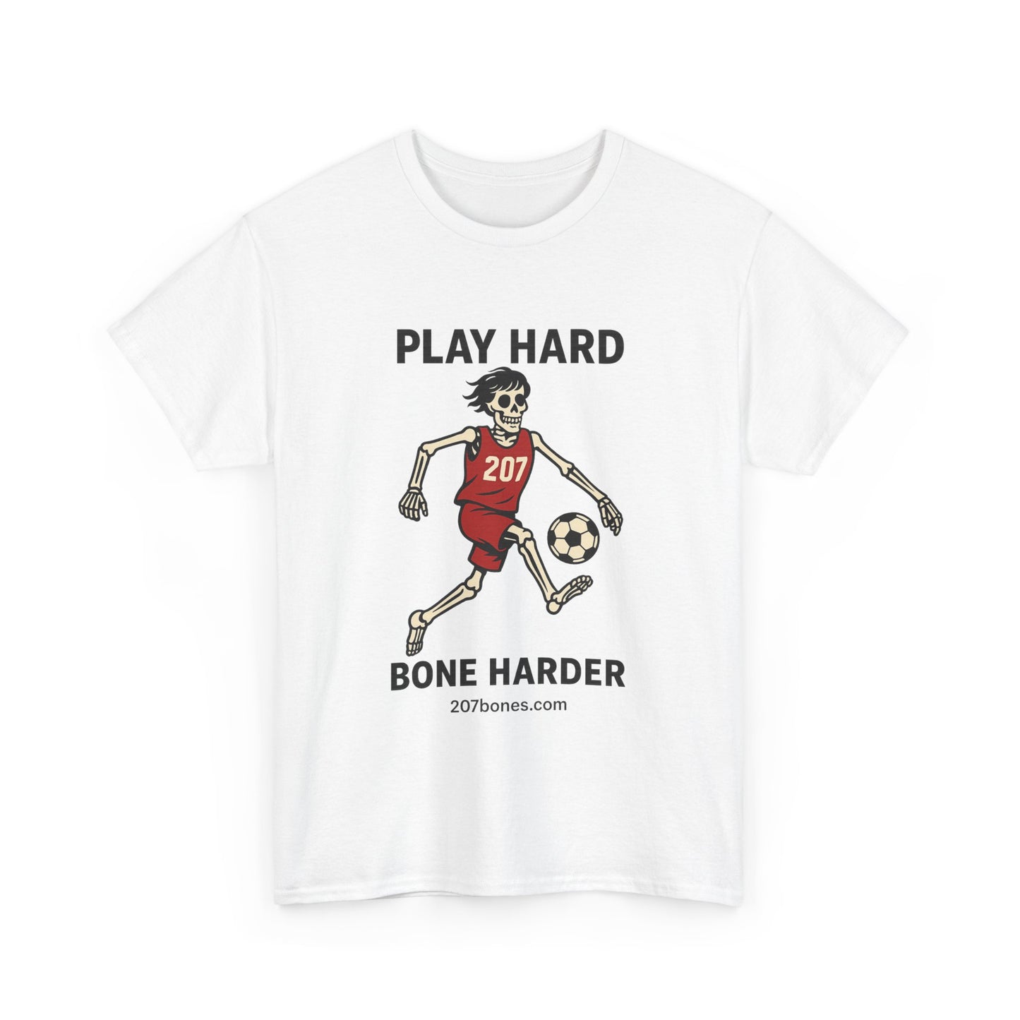 Play Hard Bone Harder Unisex Tee, Fun Sports T-Shirt, Casual Athletic Wear, Gift for Soccer Fans, Youth & Adult