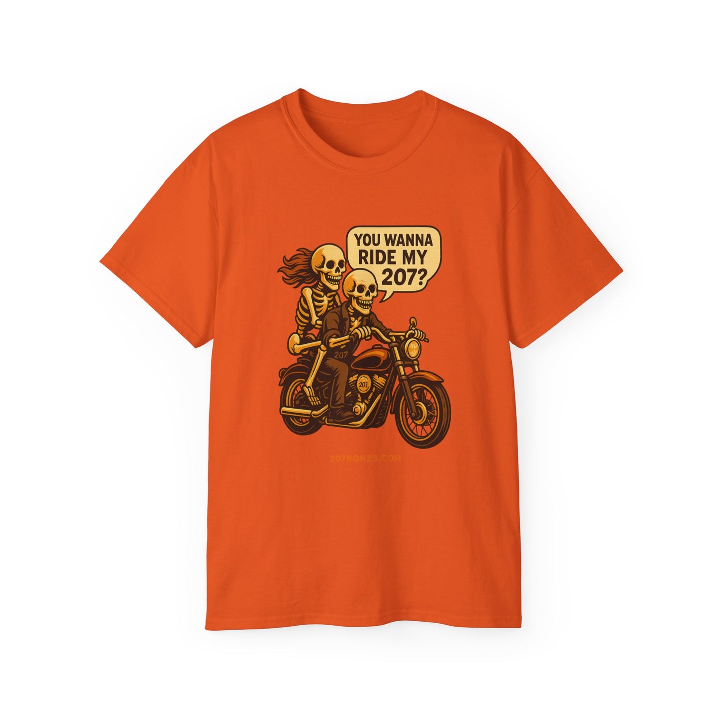 Skeletons Motorcycle Ride Unisex T-Shirt | Fun Graphic Tee for Bikers, Halloween, Casual Wear, Gift Idea