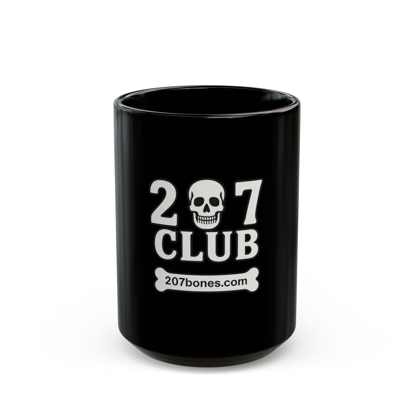 Skull and Bones Black Mug - 207 Club Coffee Cup, Unique Gift for Friends, Halloween Decor, Dark Aesthetic, Skull Lover's Mug