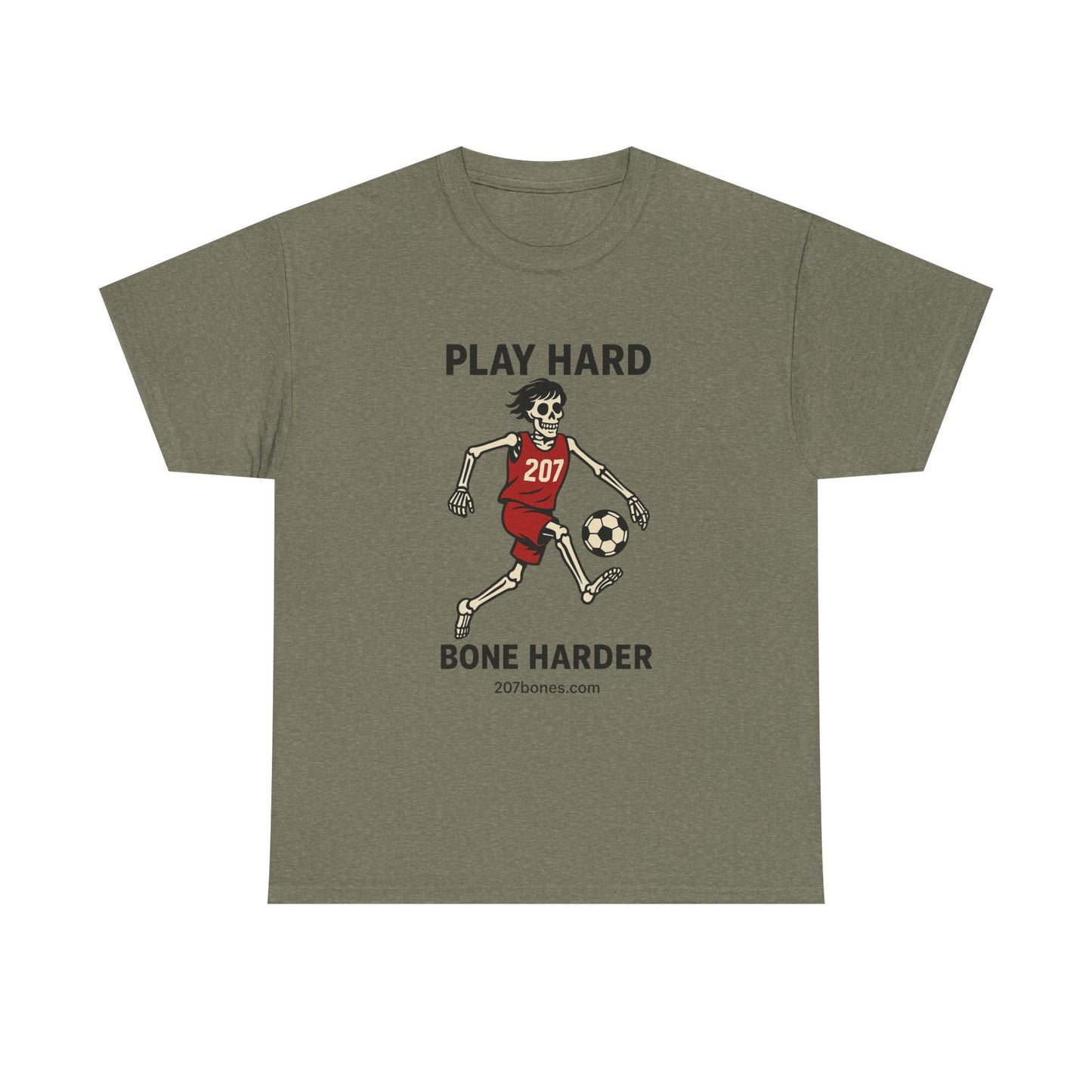 Play Hard Bone Harder Unisex Tee, Fun Sports T-Shirt, Casual Athletic Wear, Gift for Soccer Fans, Youth & Adult