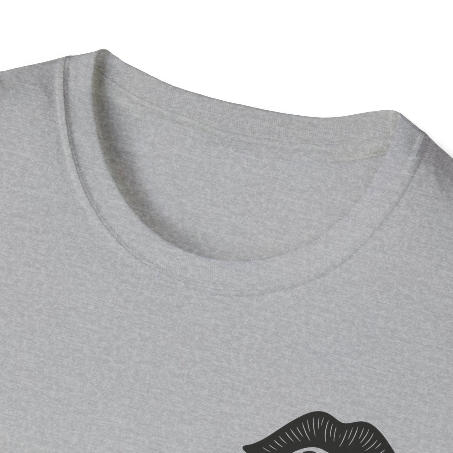Romantic Unisex T-Shirt with Skeleton and Lips Design, Fun Couples Tee, Date Night Outfit, Halloween Costume, Unique Gift