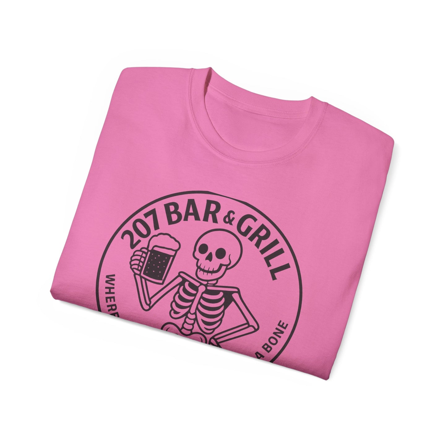 Skeleton Bar & Grill Tee, Fun Unisex Cotton T-Shirt for Halloween, Party Wear, Gift Idea, Casual Outfit