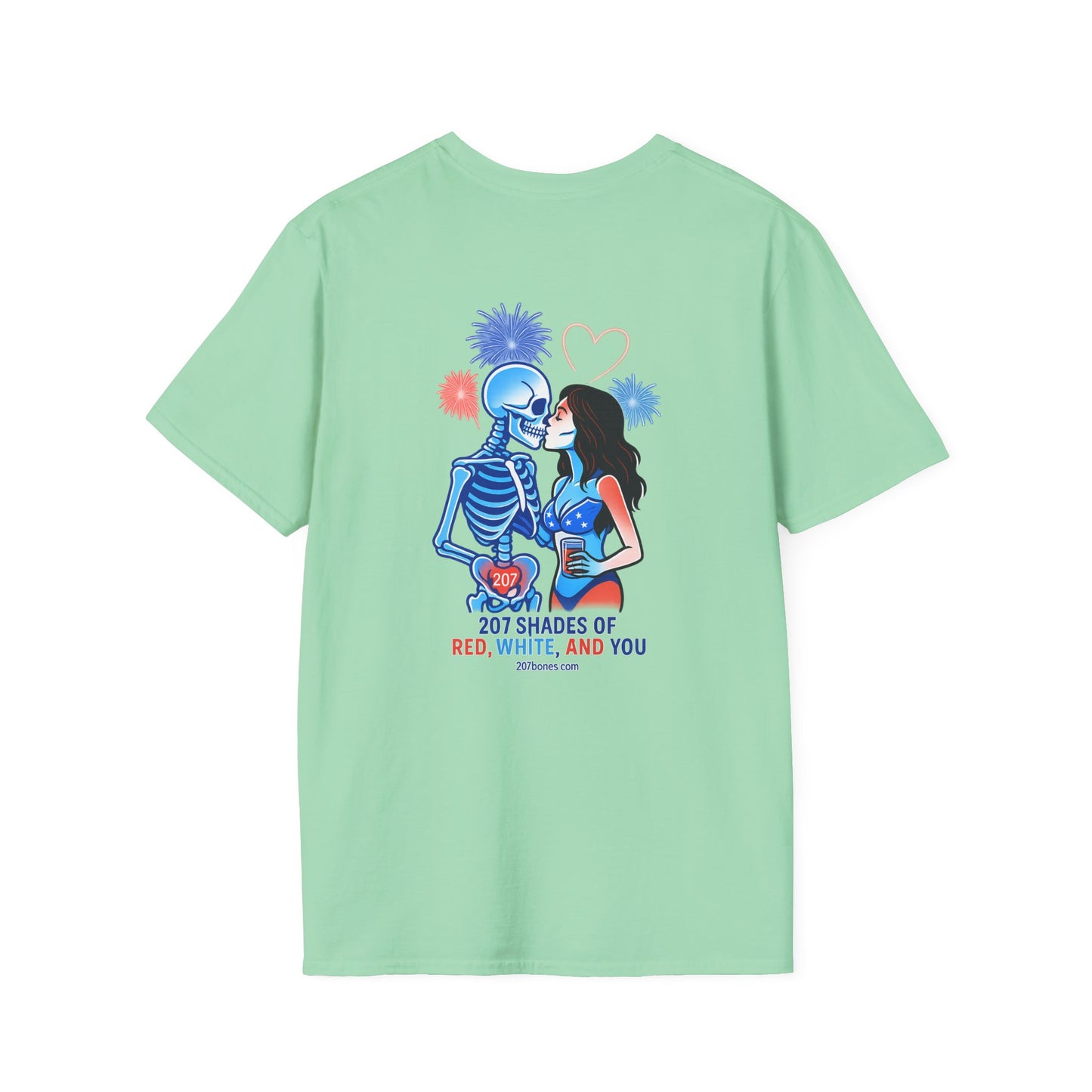 Romantic Unisex T-Shirt with Skeleton and Lips Design, Fun Couples Tee, Date Night Outfit, Halloween Costume, Unique Gift