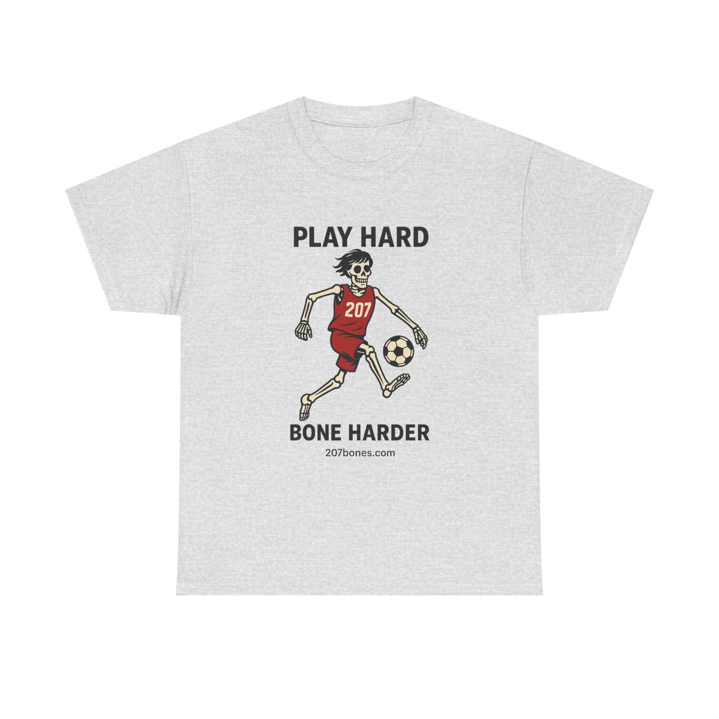 Play Hard Bone Harder Unisex Tee, Fun Sports T-Shirt, Casual Athletic Wear, Gift for Soccer Fans, Youth & Adult