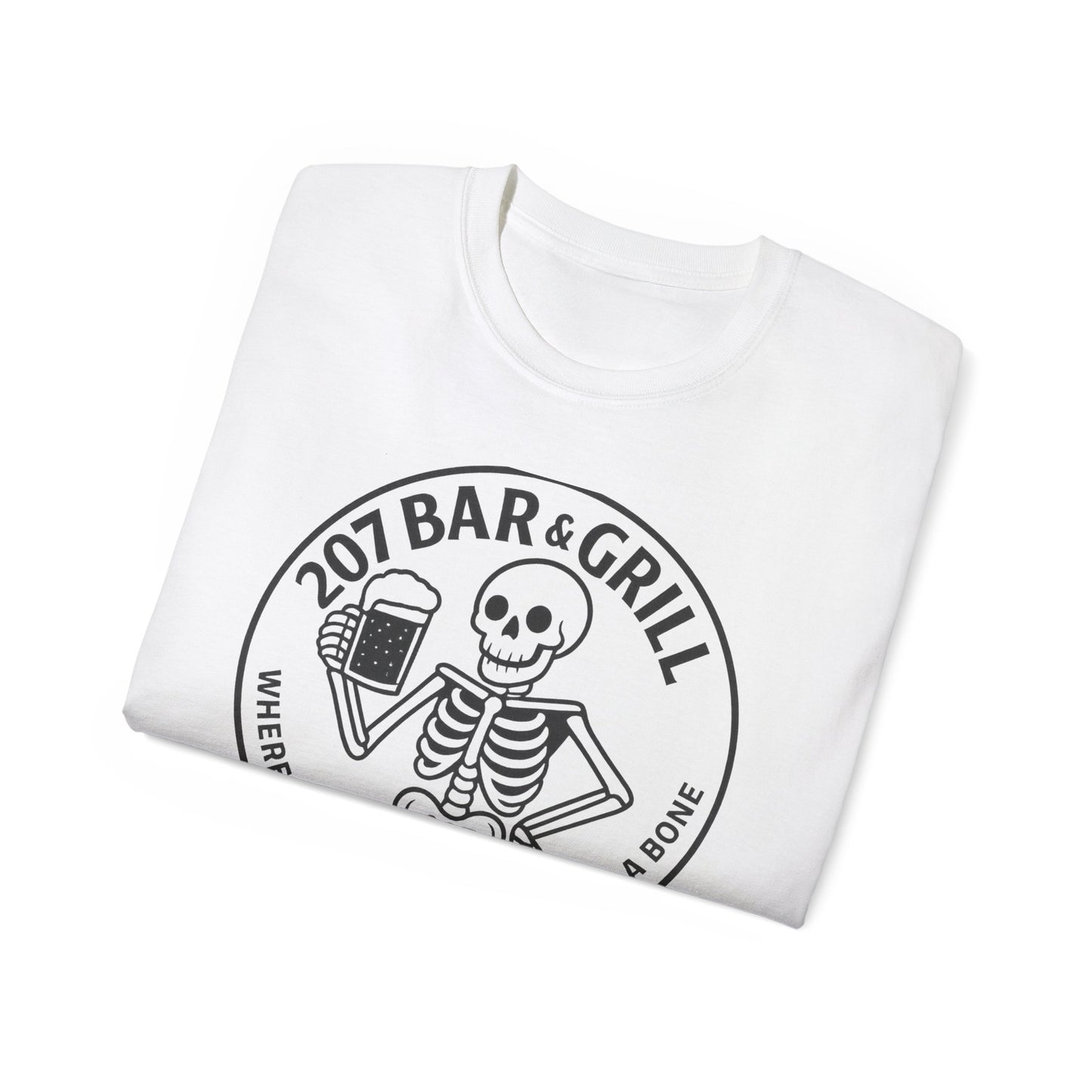 Skeleton Bar & Grill Tee, Fun Unisex Cotton T-Shirt for Halloween, Party Wear, Gift Idea, Casual Outfit