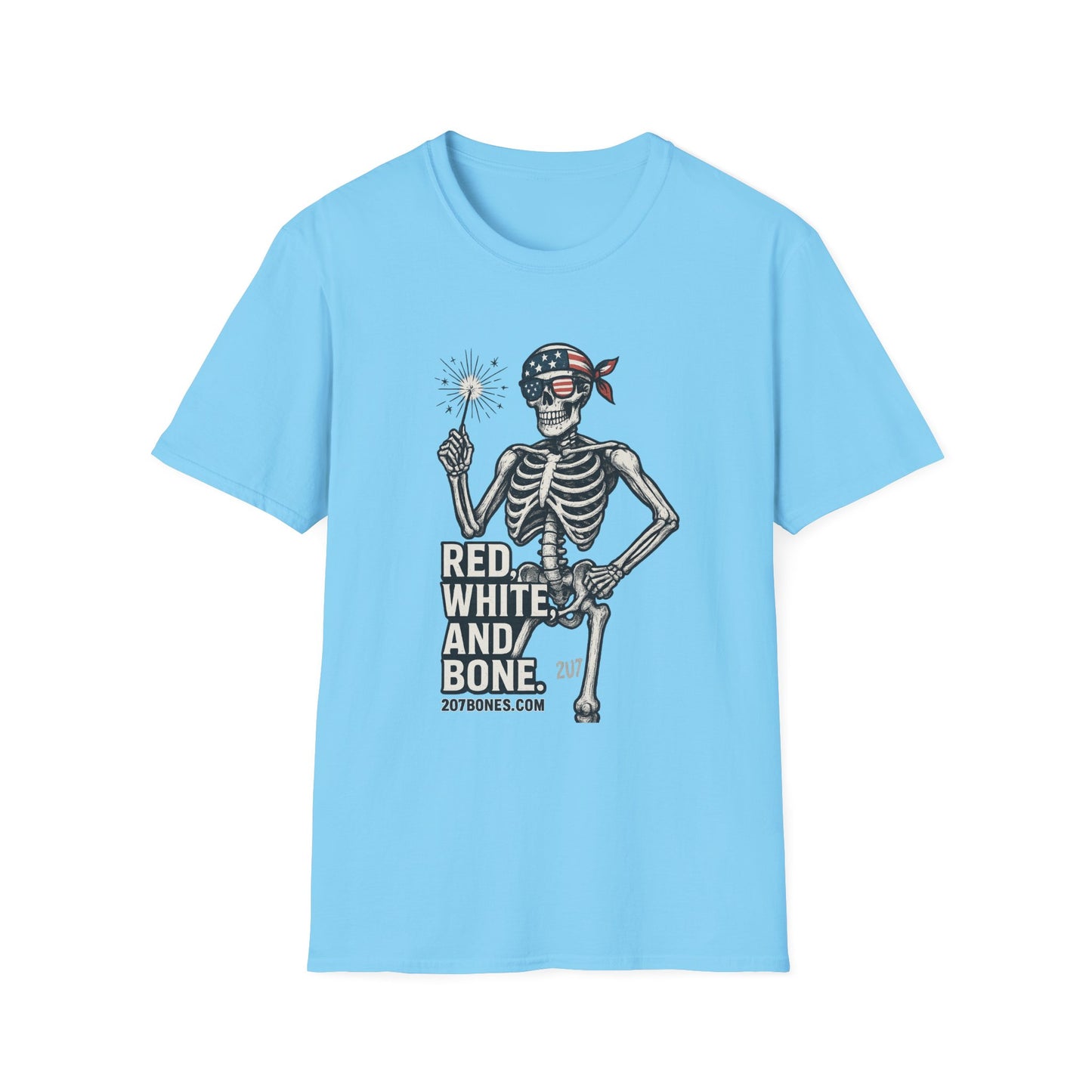 Patriotic Skeleton T-Shirt, Red White and Bone Shirt, Unisex Halloween Tee, Independence Day Gift, Fun Casual Apparel