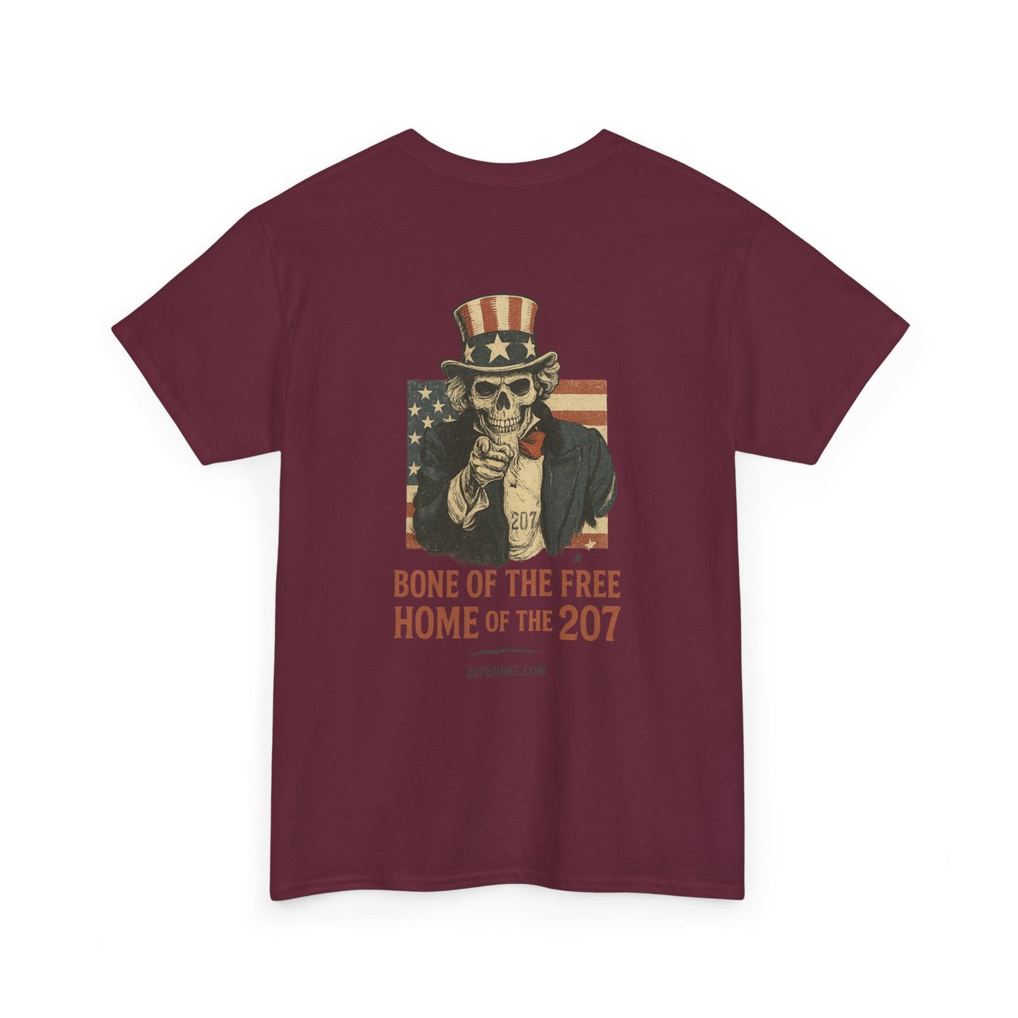 Unisex Heavy Cotton Tee - Bone of the Free, Home of the 207, American Spirit T-Shirt, Patriotic Tee, Casual Wear, Gift for Veterans