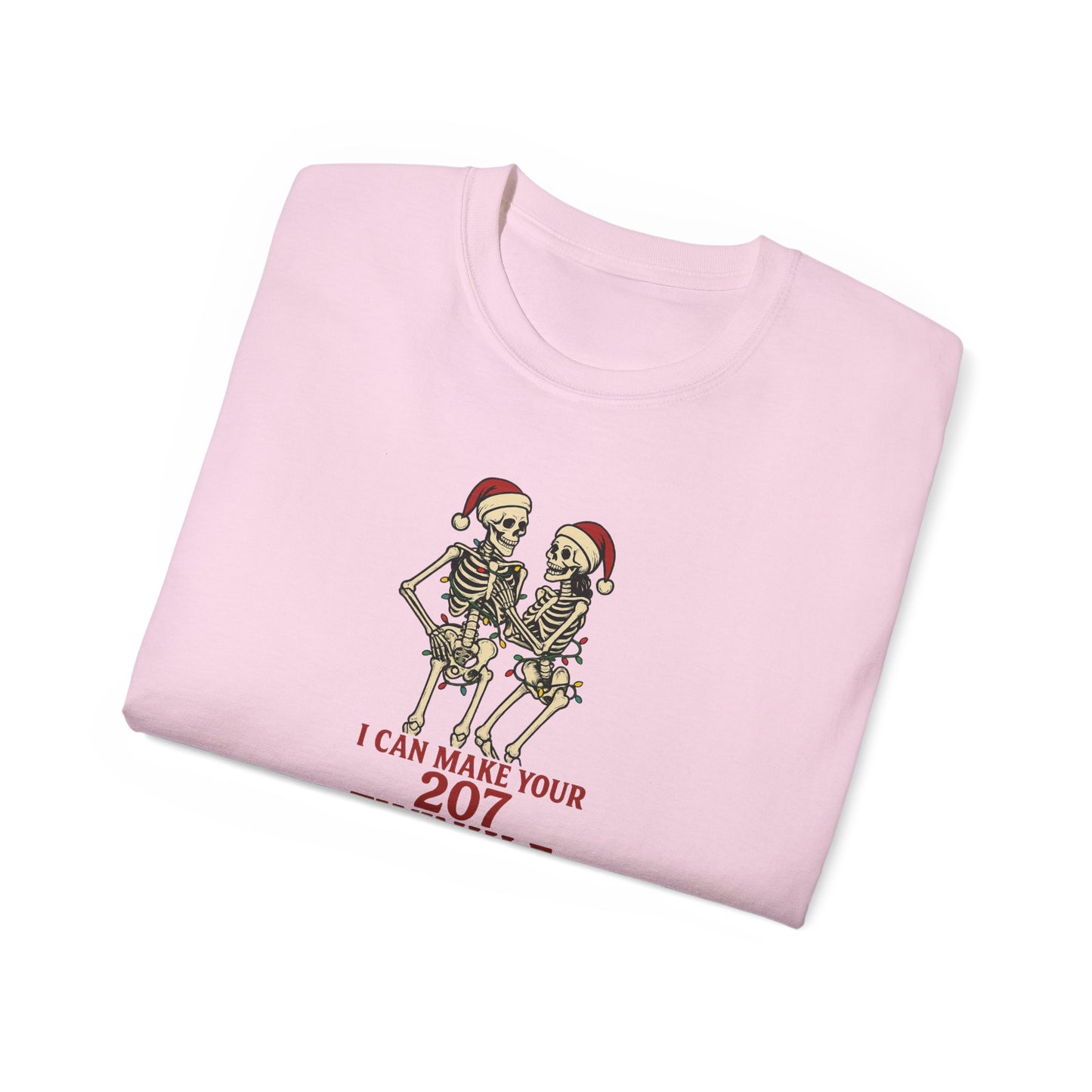 Holiday Skeleton T-Shirt, Funny Christmas Gift, Unisex Tee, Skeleton Lovers Apparel, Party Outfit, Quirky Holiday Top