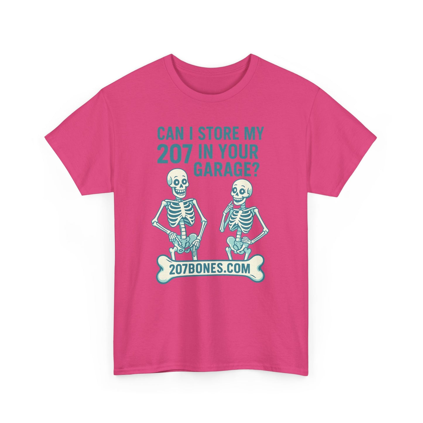 Funny Skeleton Tee, Unisex Heavy Cotton T-Shirt, Humor Shirt, Halloween Costume, Gift for Friends, 207 Bones Garage Design