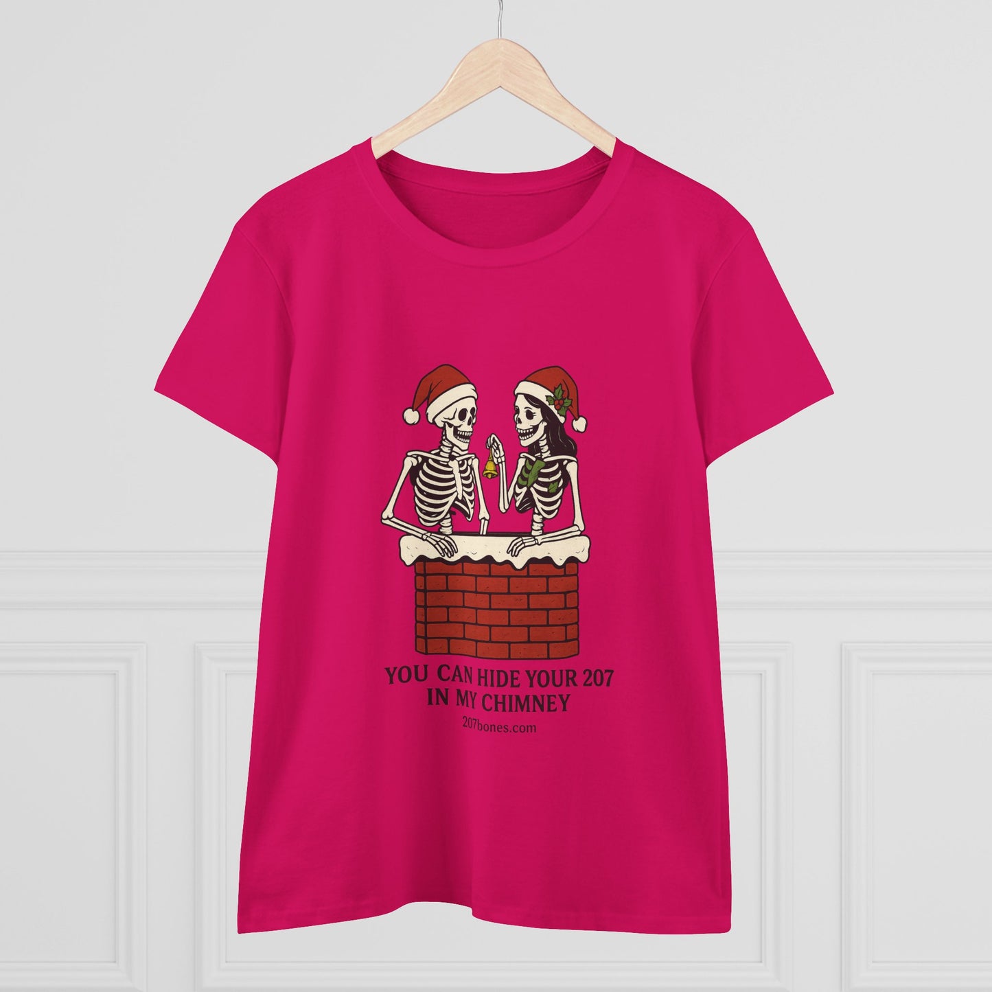 Funny Skeleton Christmas Tee, Holiday Graphic Shirt, Skeleton Shirt, Women's Christmas Top, Quirky Festive Apparel