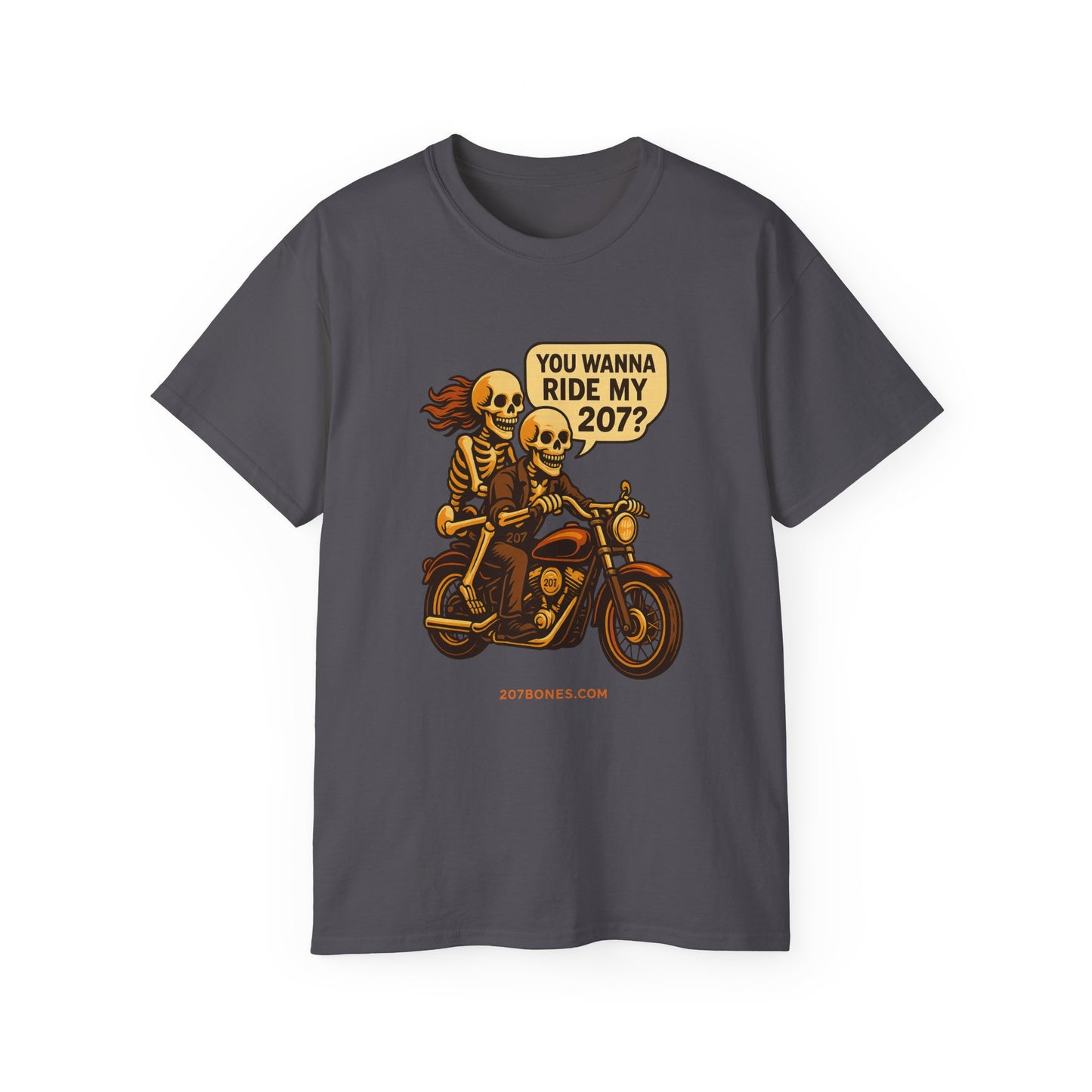 Skeletons Motorcycle Ride Unisex T-Shirt | Fun Graphic Tee for Bikers, Halloween, Casual Wear, Gift Idea