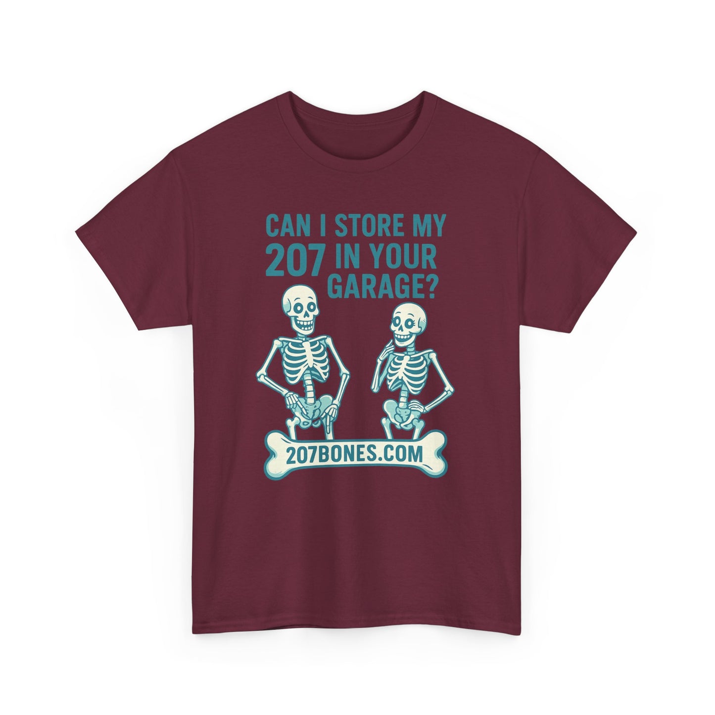Funny Skeleton Tee, Unisex Heavy Cotton T-Shirt, Humor Shirt, Halloween Costume, Gift for Friends, 207 Bones Garage Design