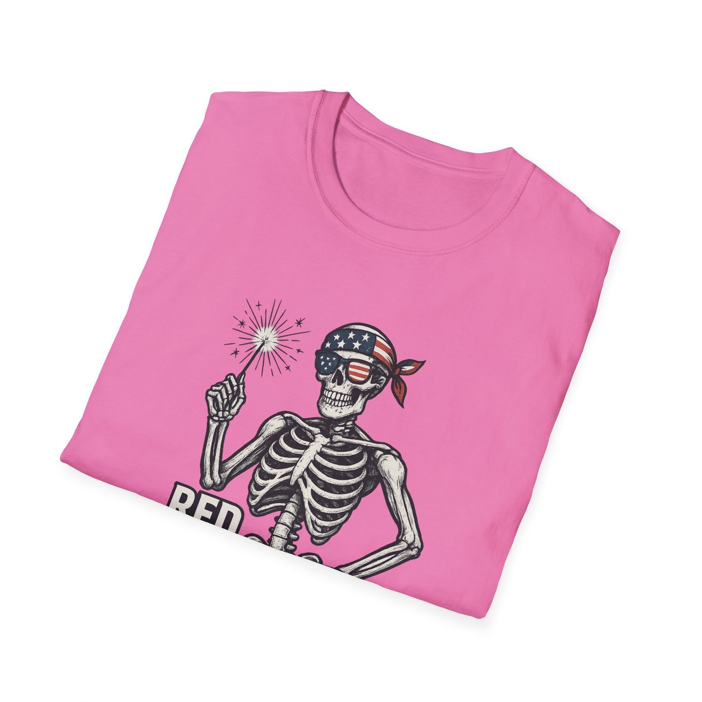Patriotic Skeleton T-Shirt, Red White and Bone Shirt, Unisex Halloween Tee, Independence Day Gift, Fun Casual Apparel