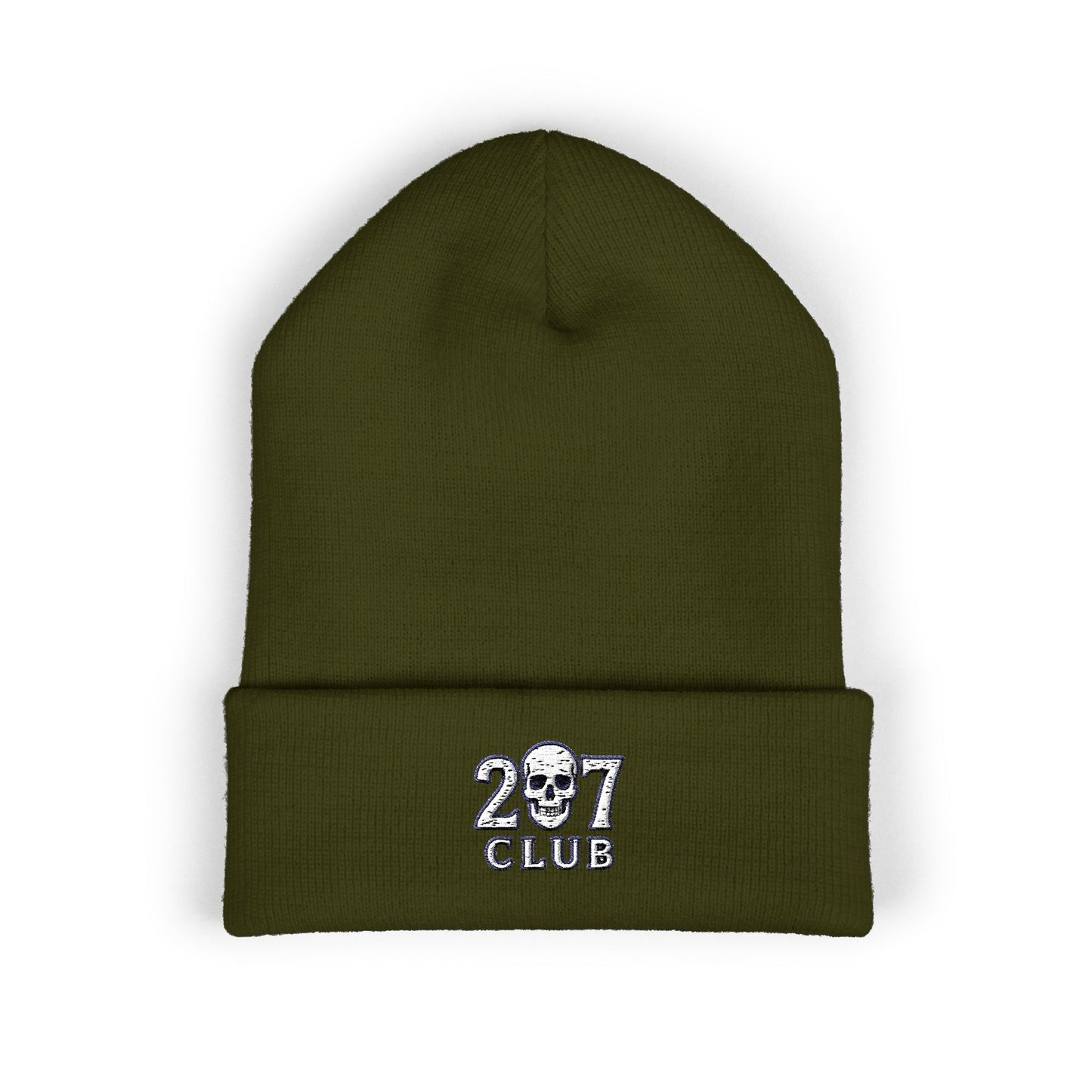 Classic Cuffed Beanie with 207 Skull Club Embroidery, Winter Hat, Gift for Him/Her, Streetwear Accessory, Unisex Beanie