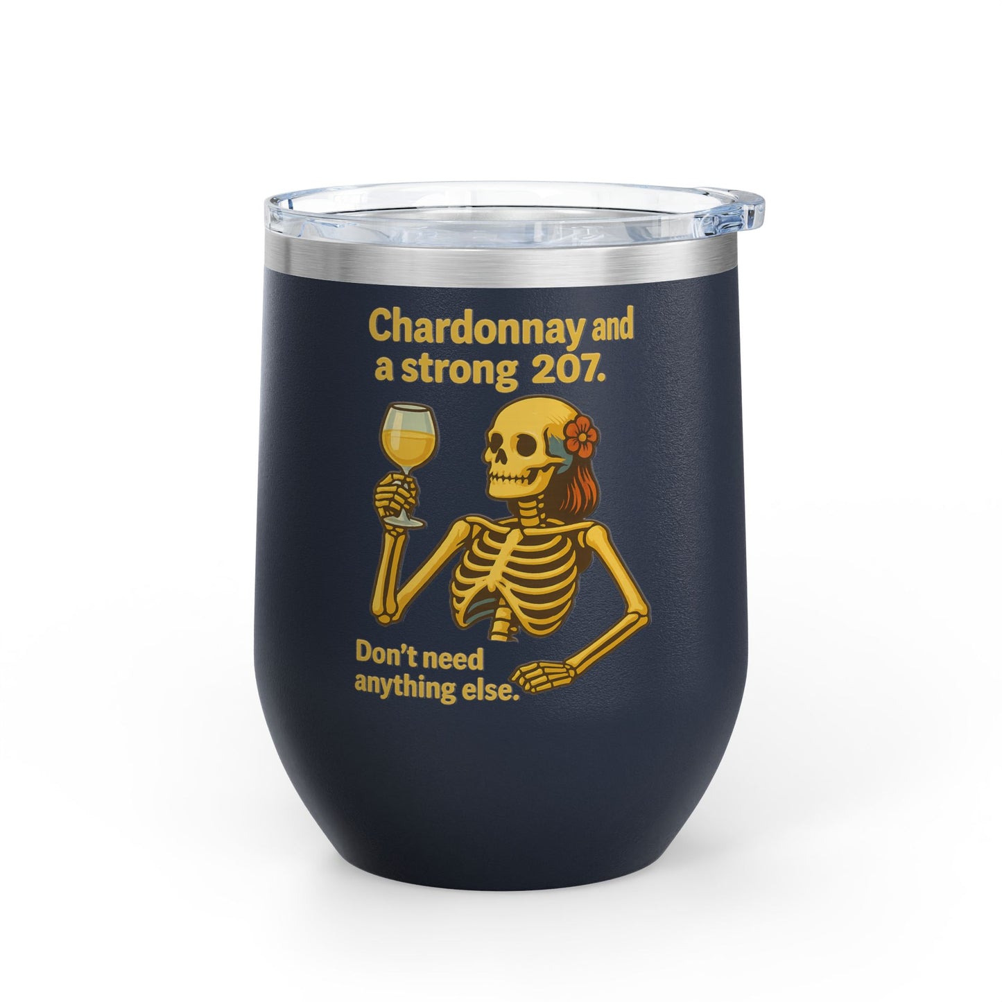 Chardonnay Skeleton Wine Tumbler, Fun Gift for Wine Lovers, Perfect for Parties, Outdoor Events, Drinkware for Celebrations