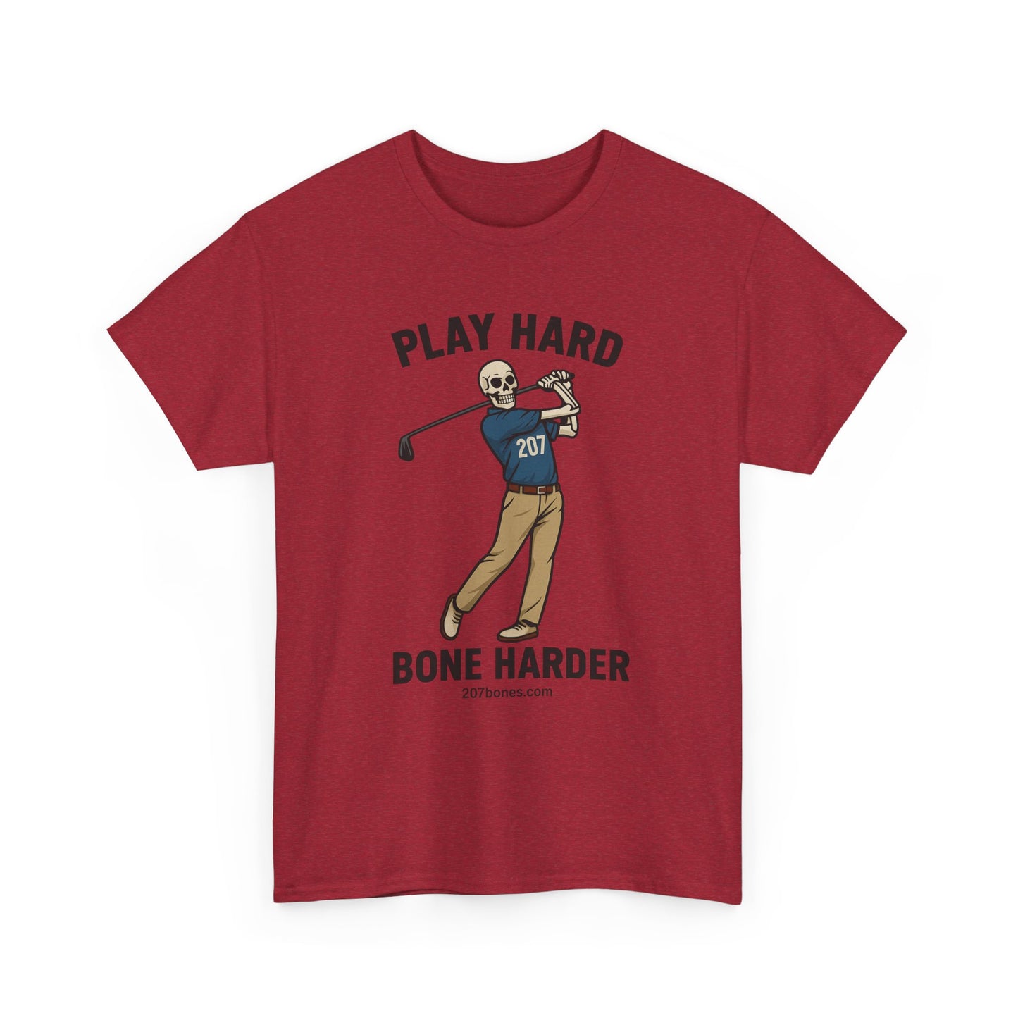Play Hard Bone Harder Unisex Tee, Funny Golf Shirt, Sports T-Shirt, Gift for Golf Lovers, Casual Wear, Birthday Gift