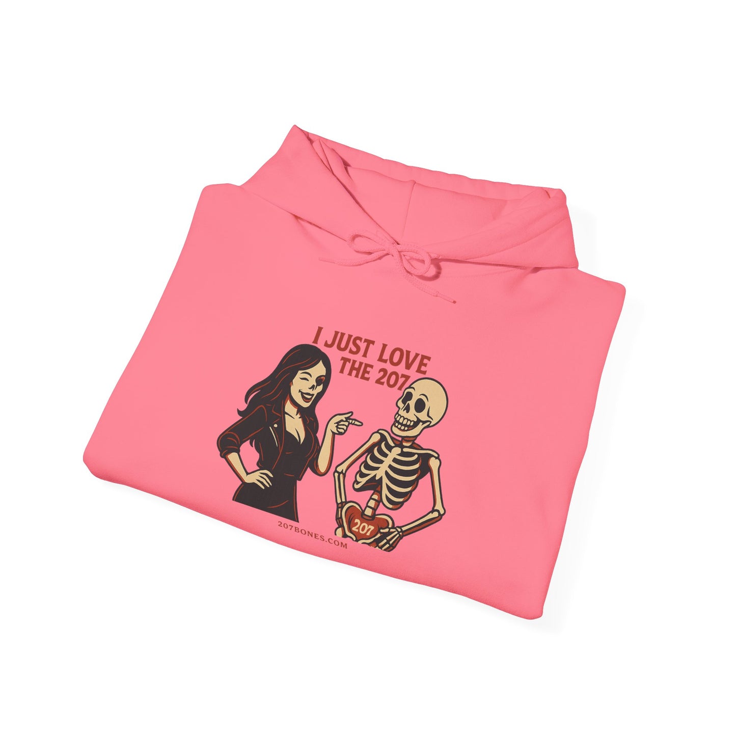 Skeleton Love Hoodie for Halloween, Cozy Unisex Sweatshirt, Fun October Fashion, Perfect Gift for Spooky Season, Trendy Fall Apparel