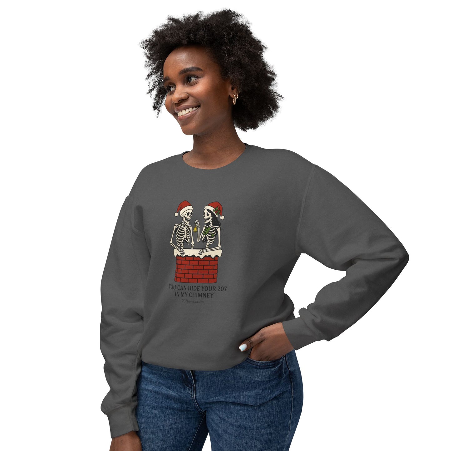 Fun Holiday Skeleton Sweatshirt, Unisex Crewneck, Christmas Humor, Cozy Gift for Friends, Halloween Vibe, Festive Apparel