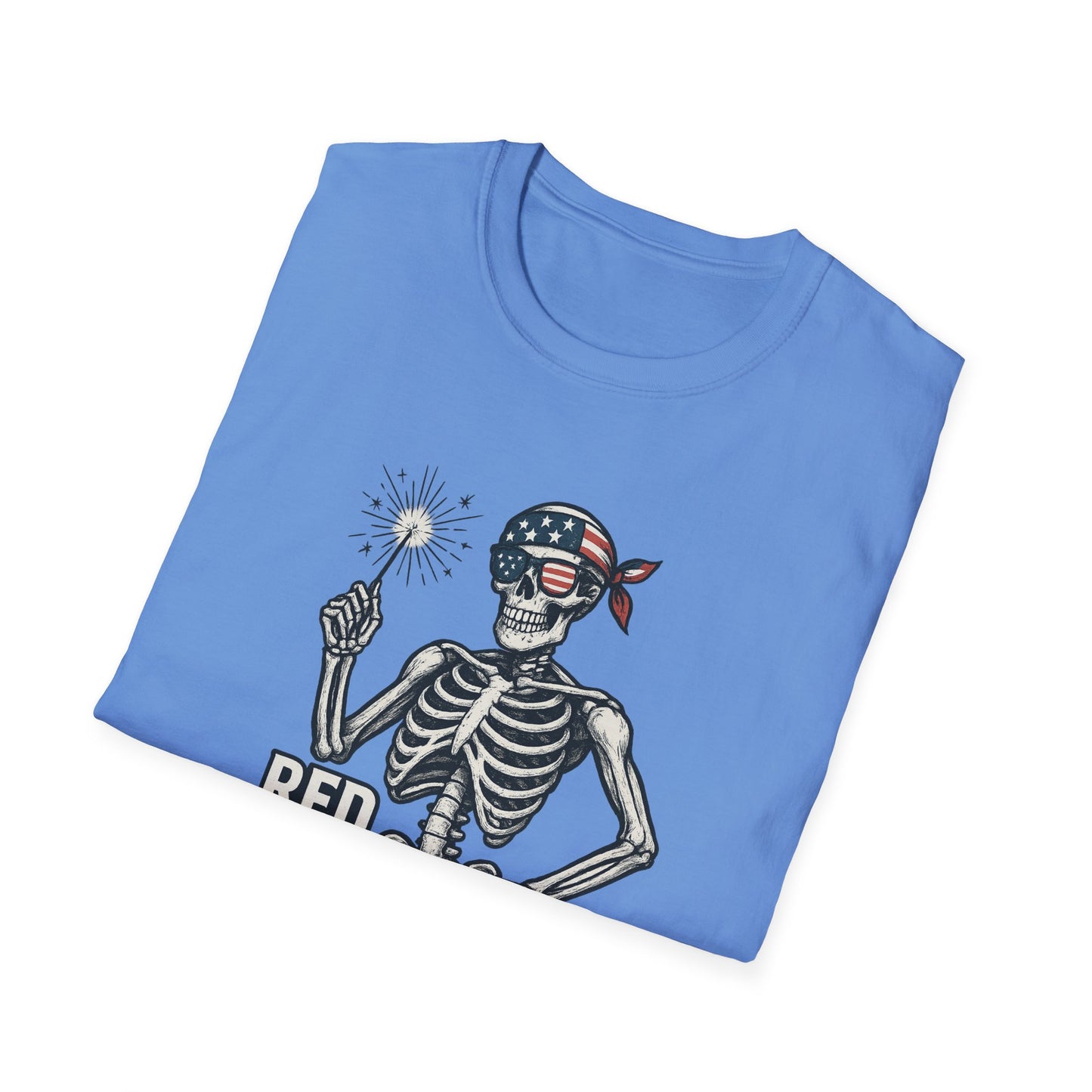 Patriotic Skeleton T-Shirt, Red White and Bone Shirt, Unisex Halloween Tee, Independence Day Gift, Fun Casual Apparel