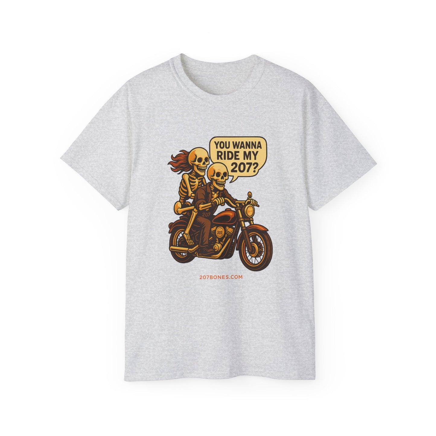 Skeletons Motorcycle Ride Unisex T-Shirt | Fun Graphic Tee for Bikers, Halloween, Casual Wear, Gift Idea