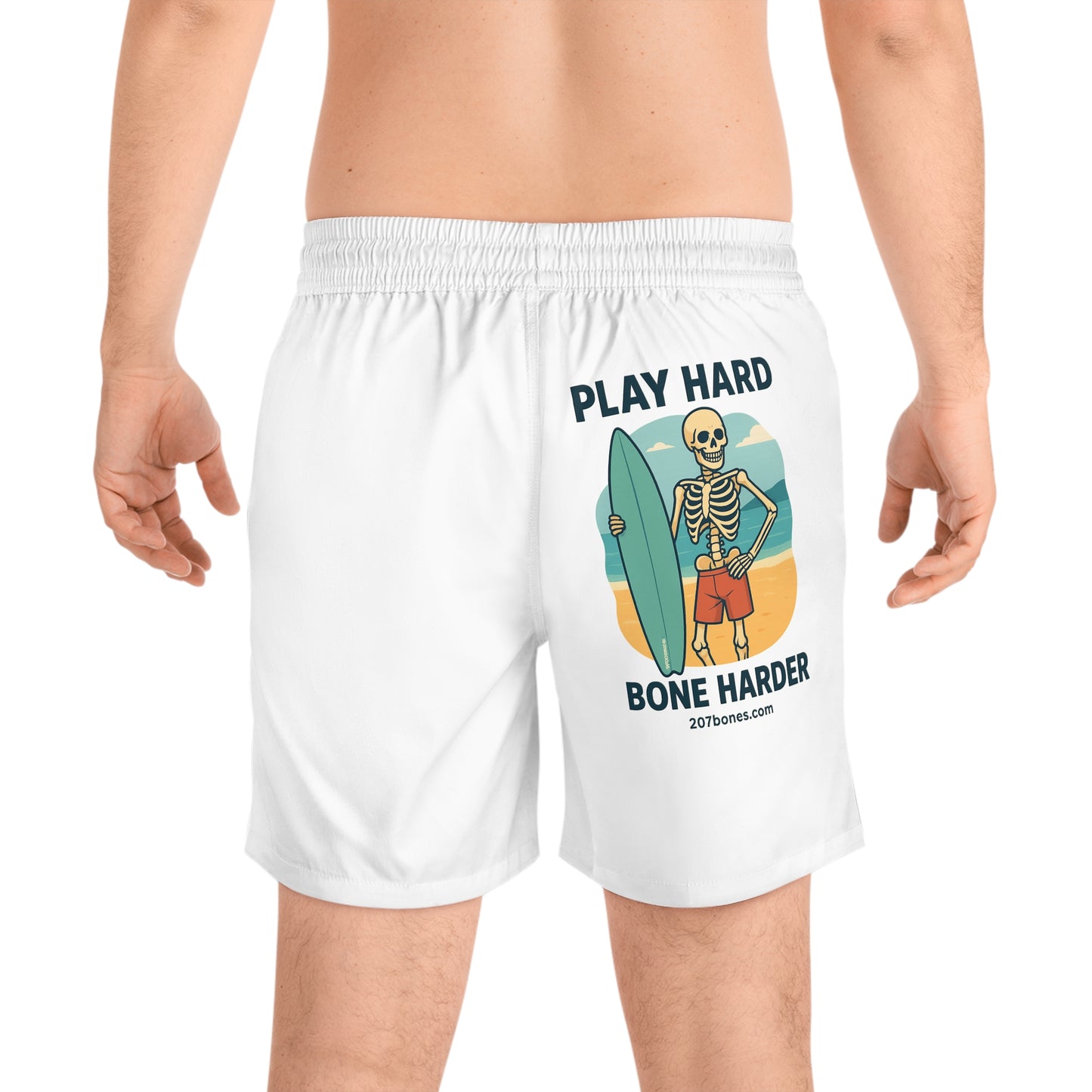 Play Hard Bone Harder Men's Swim Shorts, Summer Swimwear, Beachwear, Vacation Essentials, Fun Gifts for Him