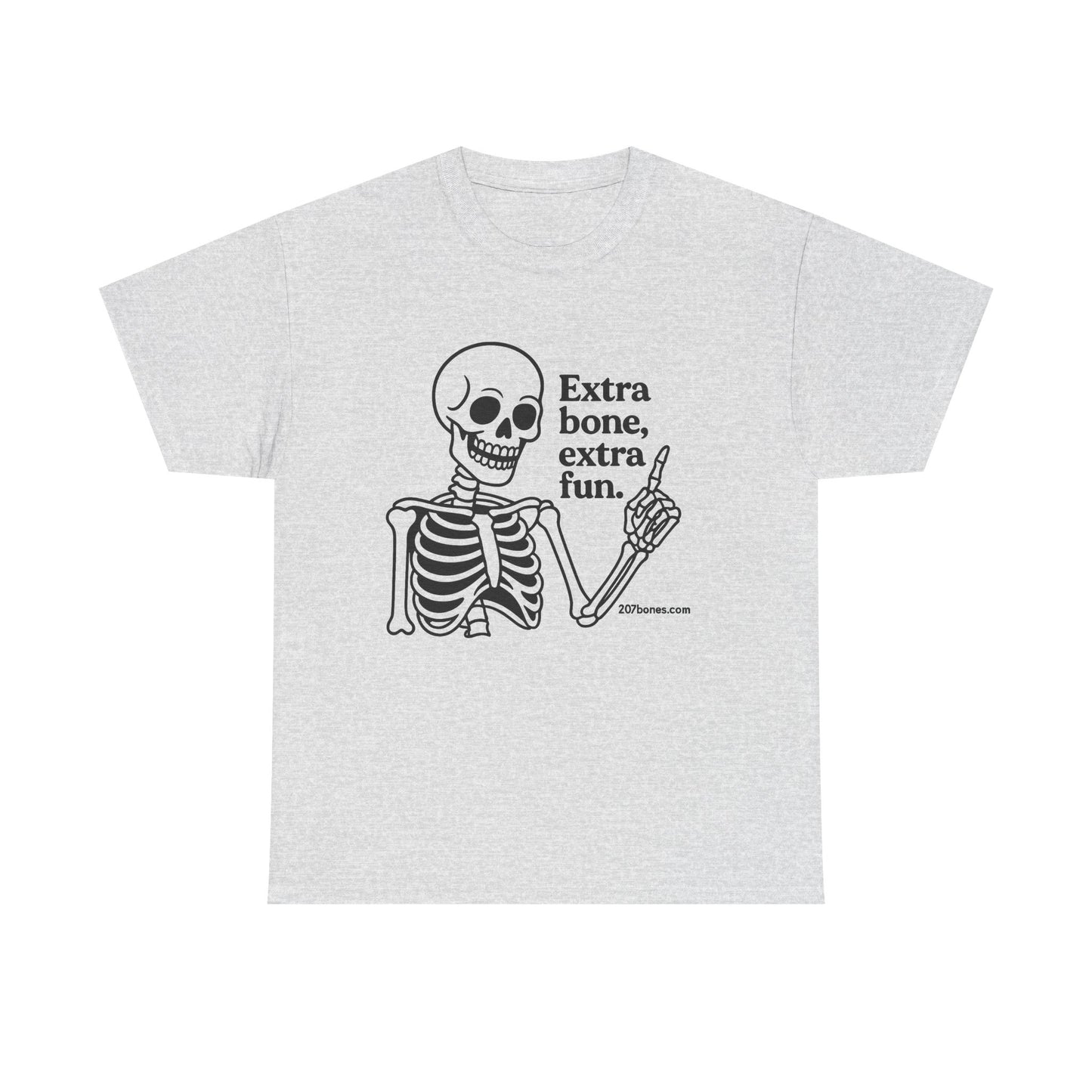 Extra Bone Extra Fun Skeleton Tee, Halloween T-Shirt, Funny Unisex Shirt, Spooky Gift, Graphic T-Shirt for Parties