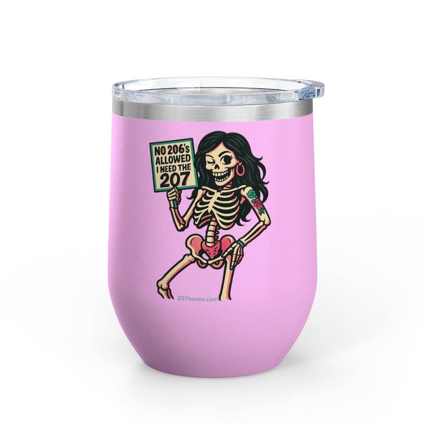 Spooky Skeleton Wine Tumbler, Fun Gift for Halloween, 12oz Insulated Drinkware, Unique Party Favor, Wine Lover Accessory, Skeleton Decor