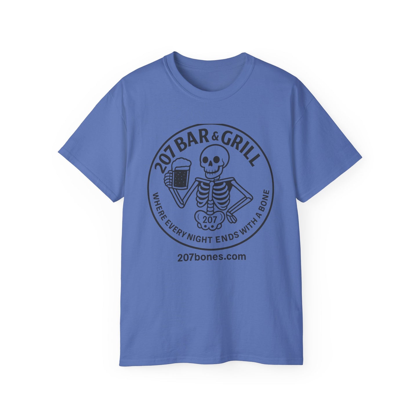 Skeleton Bar & Grill Tee, Fun Unisex Cotton T-Shirt for Halloween, Party Wear, Gift Idea, Casual Outfit