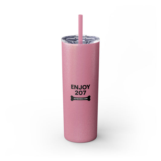 Personalized Skinny Tumbler with Straw, Perfect for Dog Lovers, Enjoy 207, Travel Mug, Gift Idea, Customized Drinkware