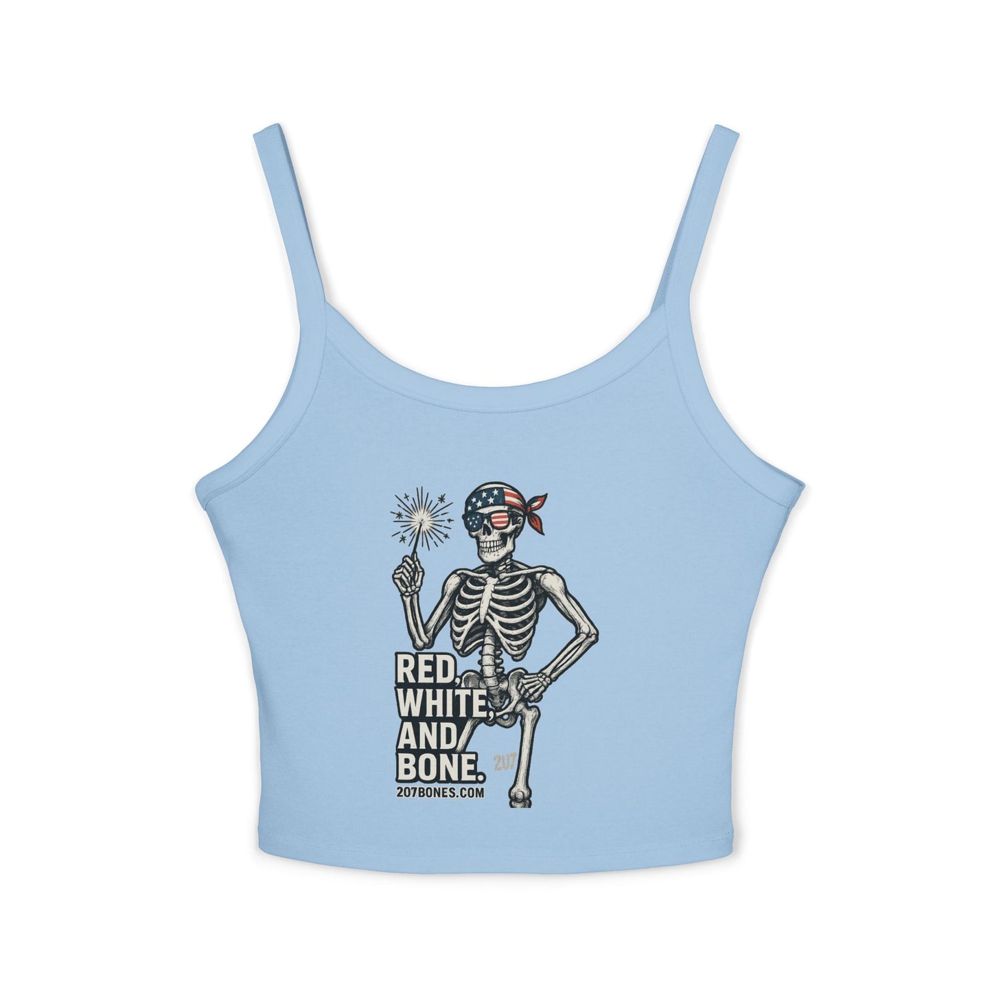 Patriotic Skeleton Tank Top, Women's Spaghetti Strap Tank, Summer Style, Holiday Apparel, 4th of July, Festival Outfit, Casual Wear
