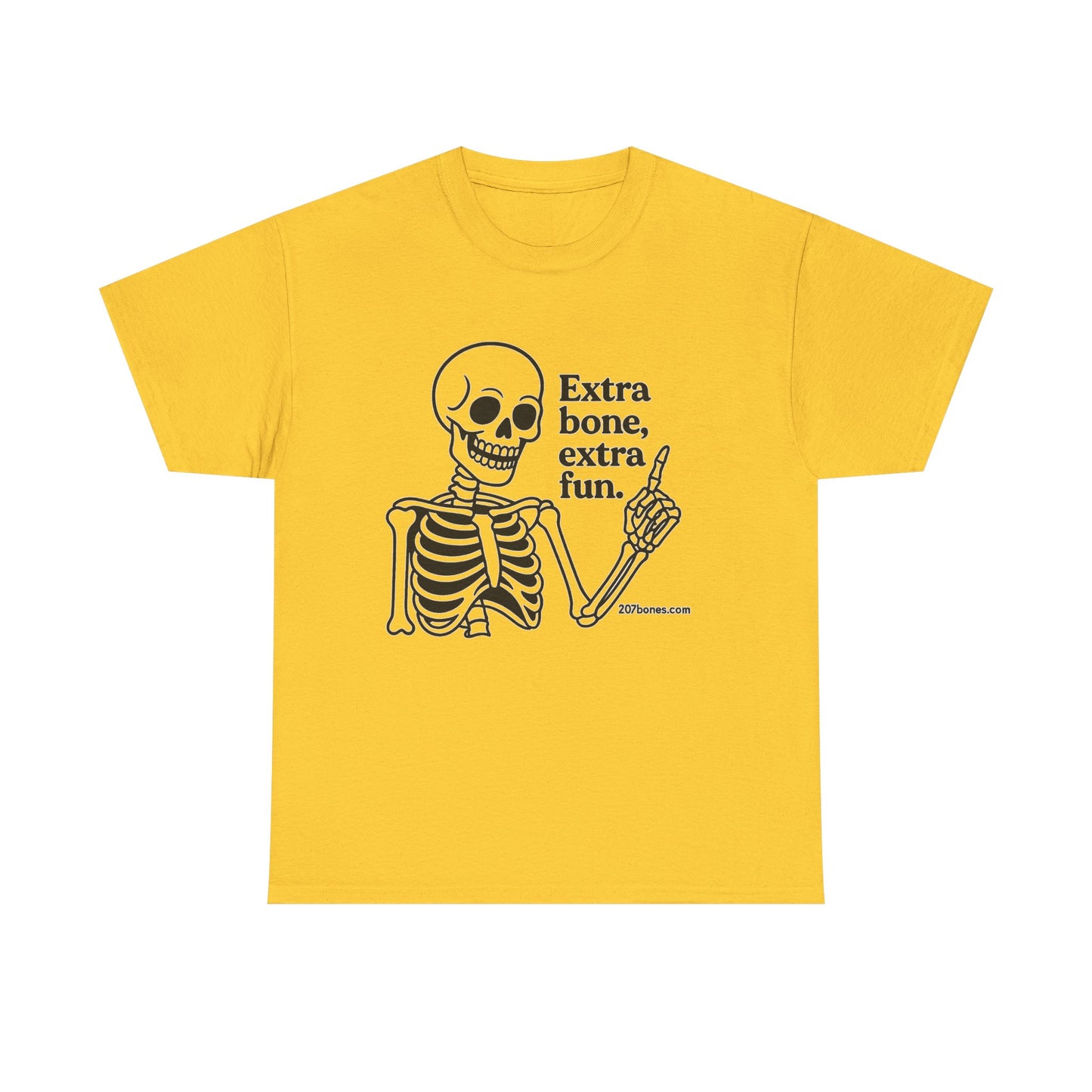 Extra Bone Extra Fun Skeleton Tee, Halloween T-Shirt, Funny Unisex Shirt, Spooky Gift, Graphic T-Shirt for Parties