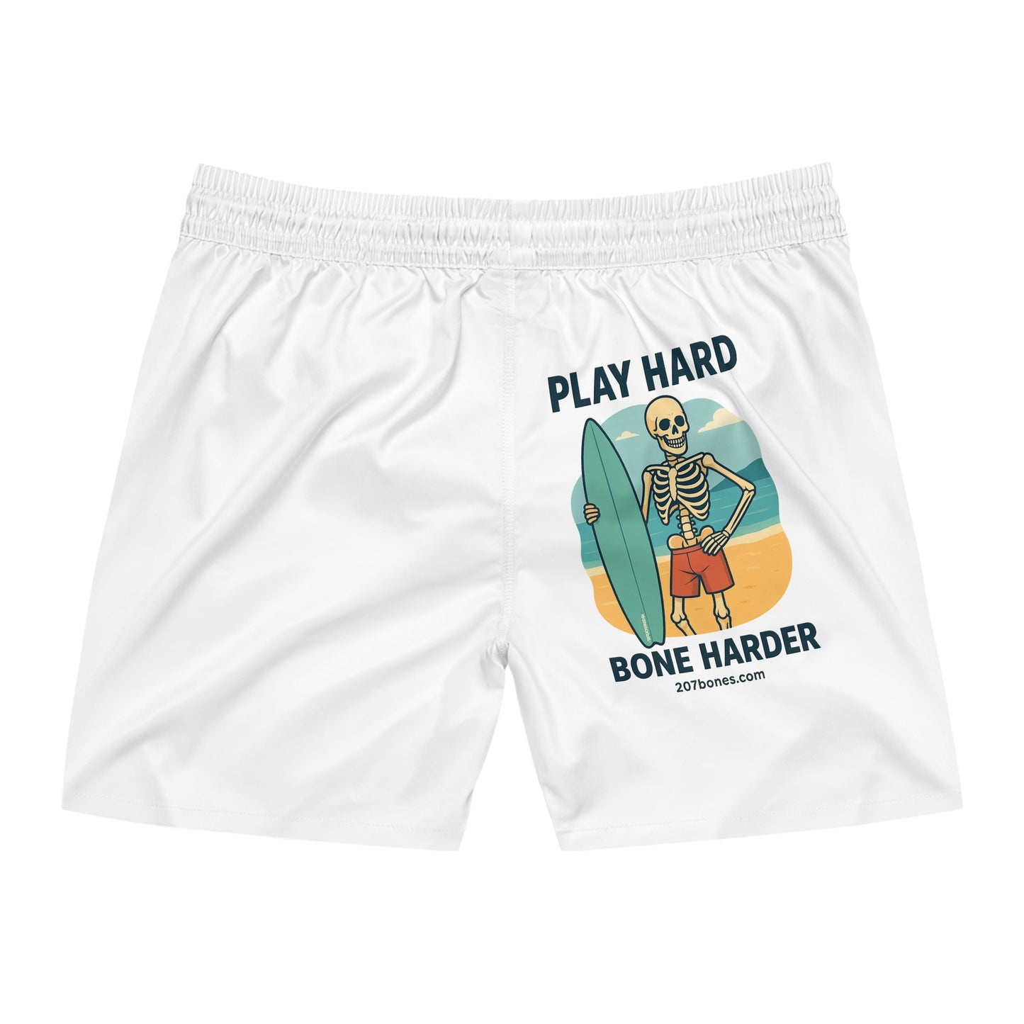 Play Hard Bone Harder Men's Swim Shorts, Summer Swimwear, Beachwear, Vacation Essentials, Fun Gifts for Him