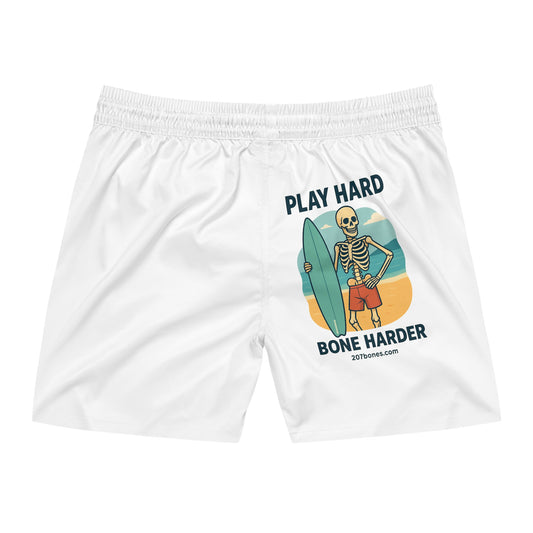 Play Hard Bone Harder Men's Swim Shorts, Summer Swimwear, Beachwear, Vacation Essentials, Fun Gifts for Him