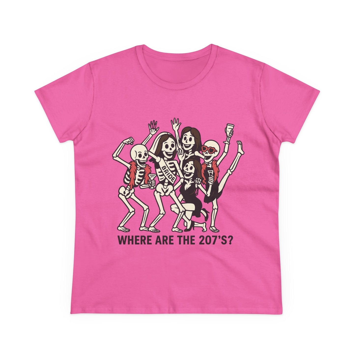 Skeleton Party Women's Tee - Spooky Fun T-Shirt for Halloween, Casual Wear, Gift for Friends, Party Outfit, 207'S Theme