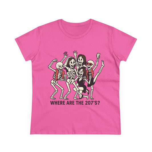 Skeleton Party Women's Tee - Spooky Fun T-Shirt for Halloween, Casual Wear, Gift for Friends, Party Outfit, 207'S Theme
