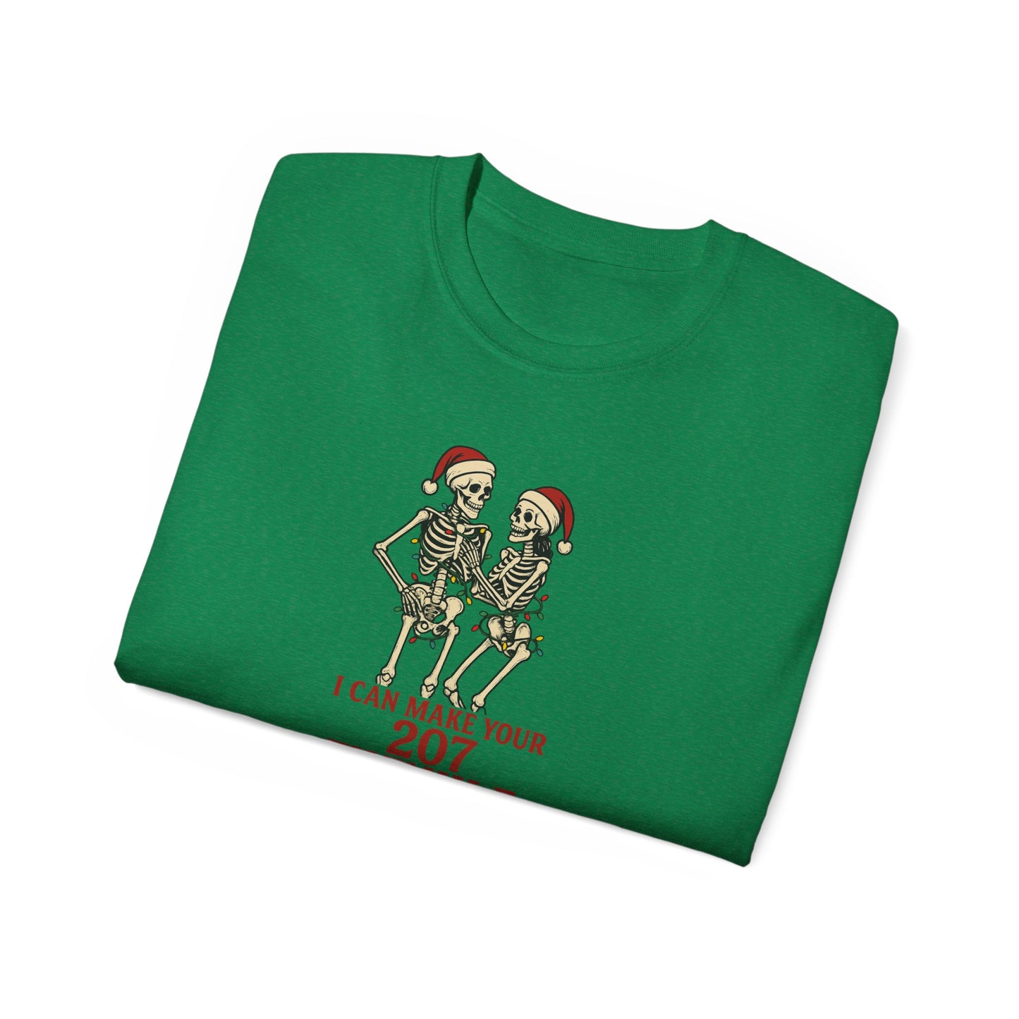 Holiday Skeleton T-Shirt, Funny Christmas Gift, Unisex Tee, Skeleton Lovers Apparel, Party Outfit, Quirky Holiday Top