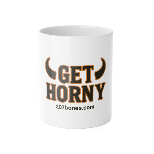 Get Horny Ceramic Mug, Funny Coffee Cup for Gift, Perfect for Birthdays, Parties, Get-togethers, Home & Office Use