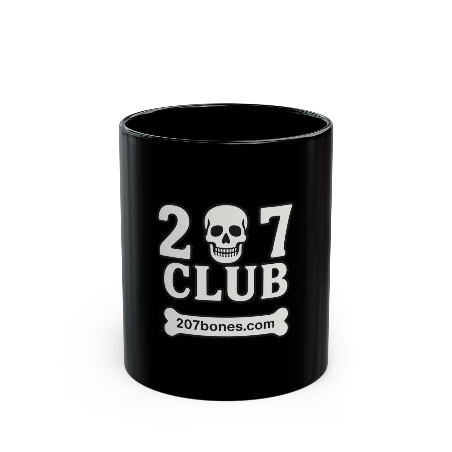 Skull and Bones Black Mug - 207 Club Coffee Cup, Unique Gift for Friends, Halloween Decor, Dark Aesthetic, Skull Lover's Mug
