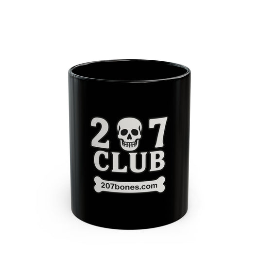 Skull and Bones Black Mug - 207 Club Coffee Cup, Unique Gift for Friends, Halloween Decor, Dark Aesthetic, Skull Lover's Mug